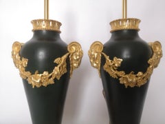 Pair of 19th Century French Bronze and Gilt Lamps