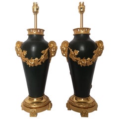 Pair of 19th Century French Bronze and Gilt Lamps