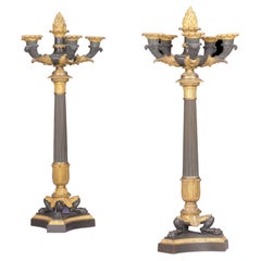 Pair of 19th Century French Bronze and Ormolu Candelabra