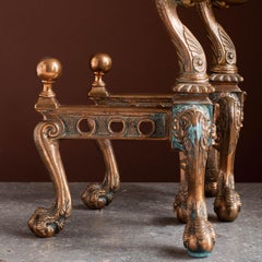 Pair of 19th Century French Bronze Andirons