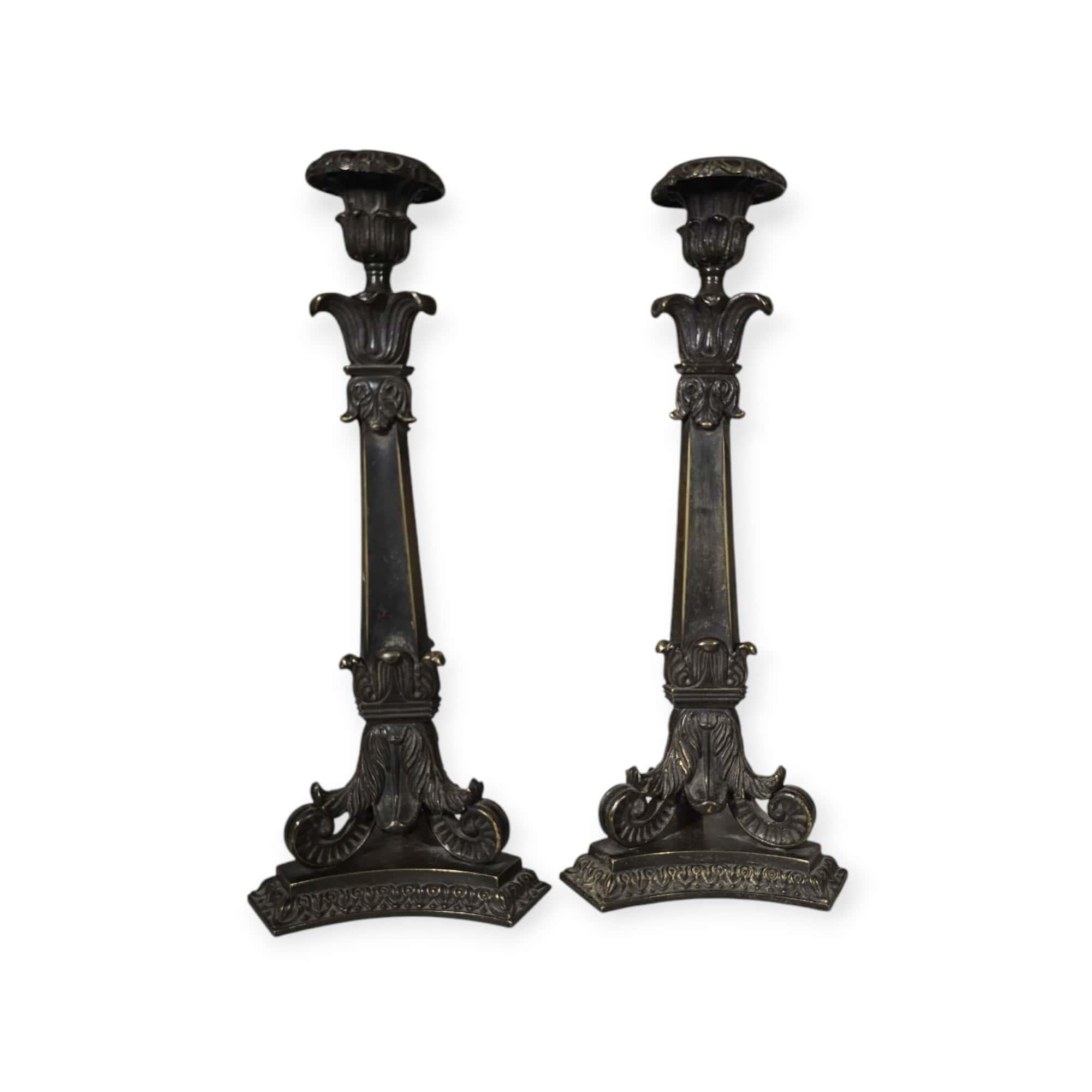 Coppia di candelabri in bronzo francesi del XIX secolo in vendita 7