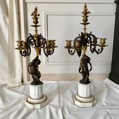 Pair Of 19TH Century French Bronze Candelabra