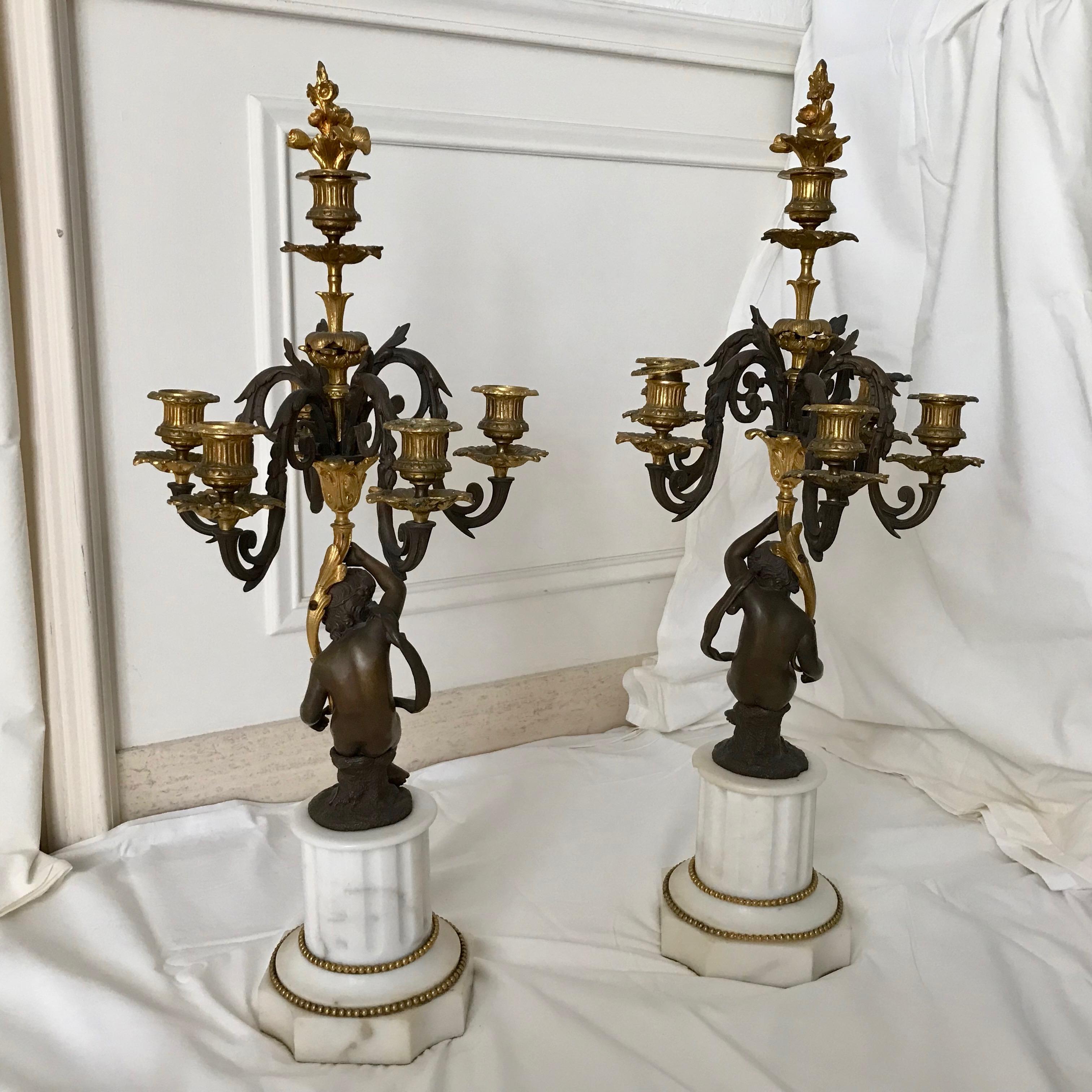19th Century Pair Of 19TH Century French Bronze Candelabra For Sale
