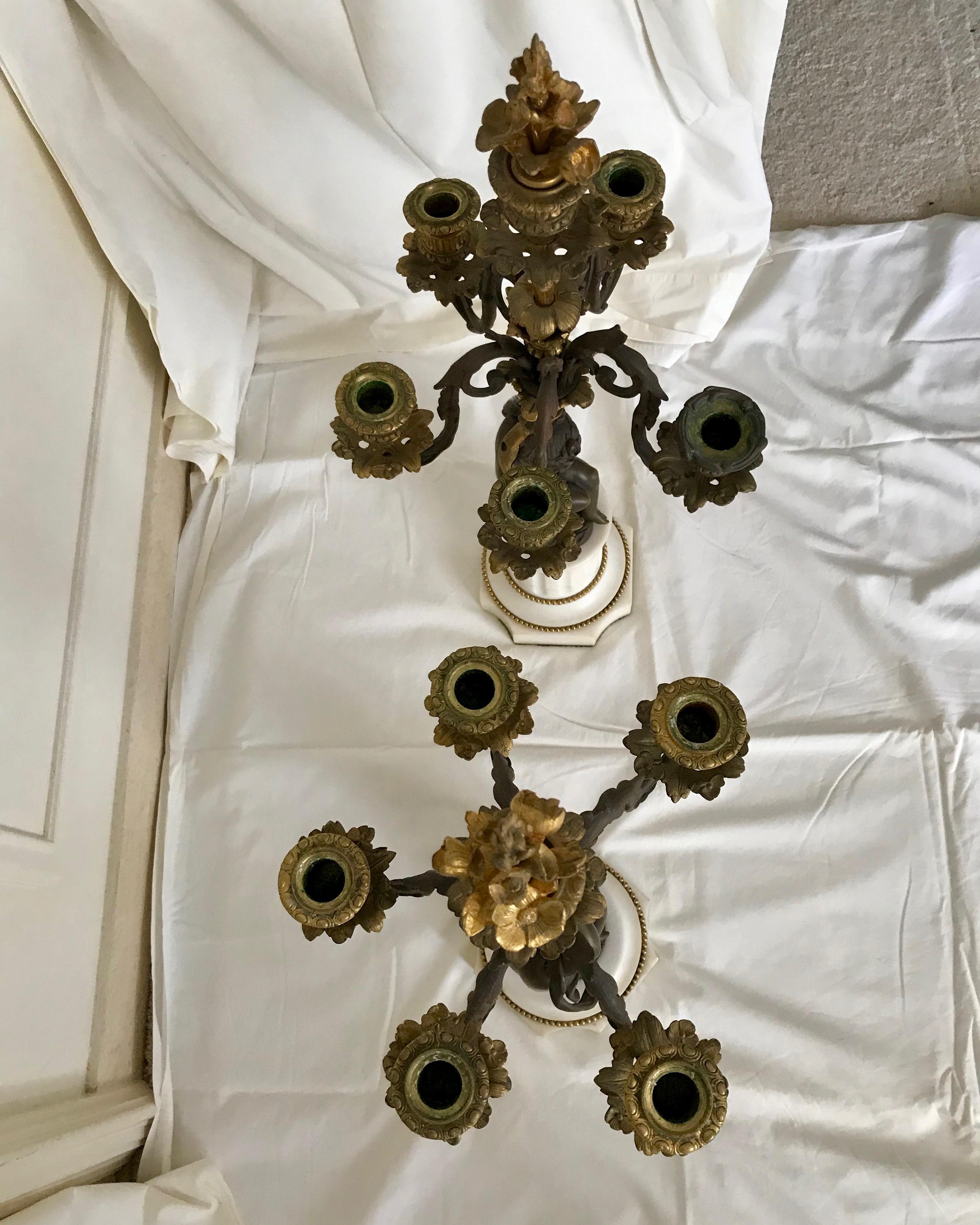 Pair Of 19TH Century French Bronze Candelabra For Sale 1