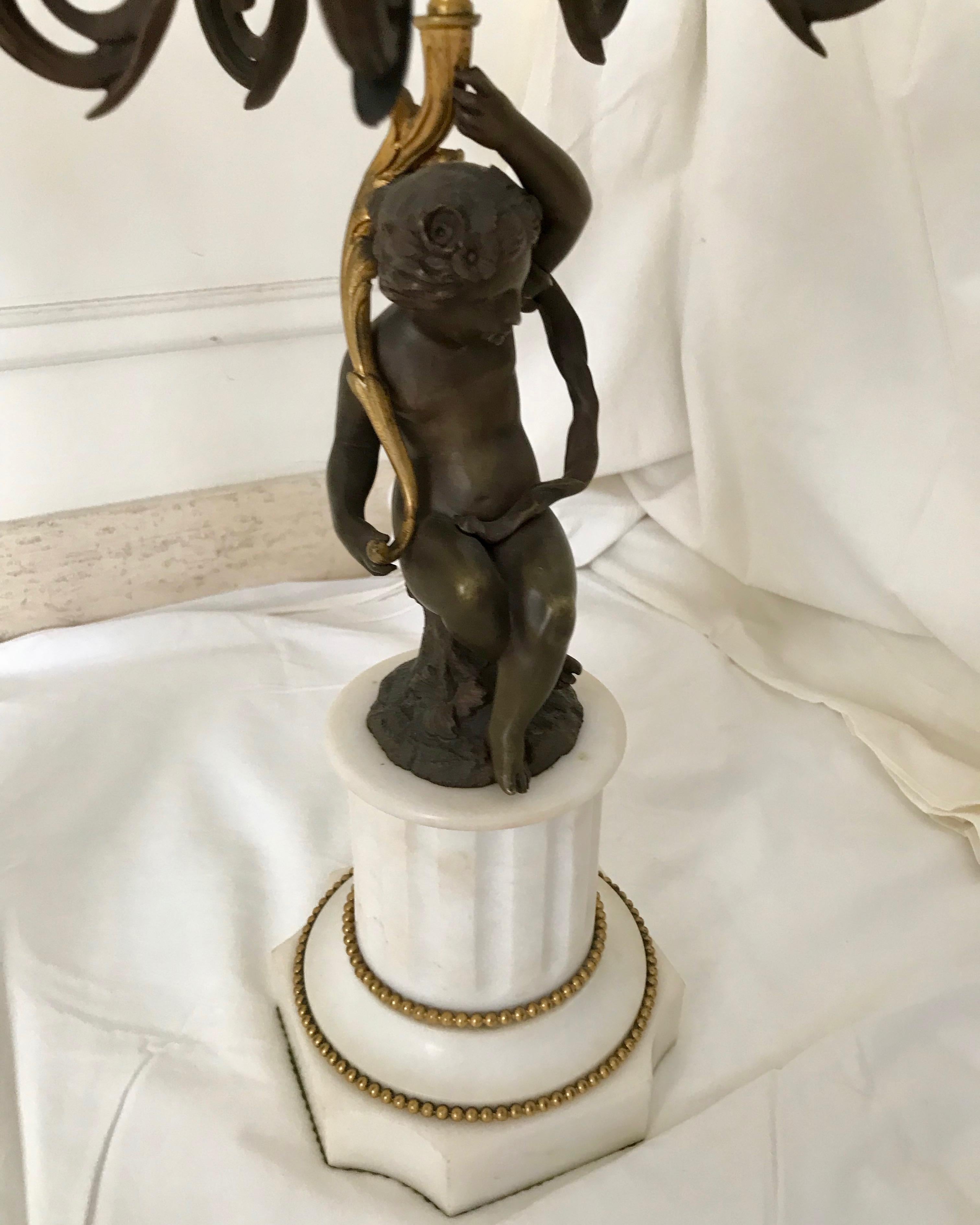 Pair Of 19TH Century French Bronze Candelabra For Sale 2