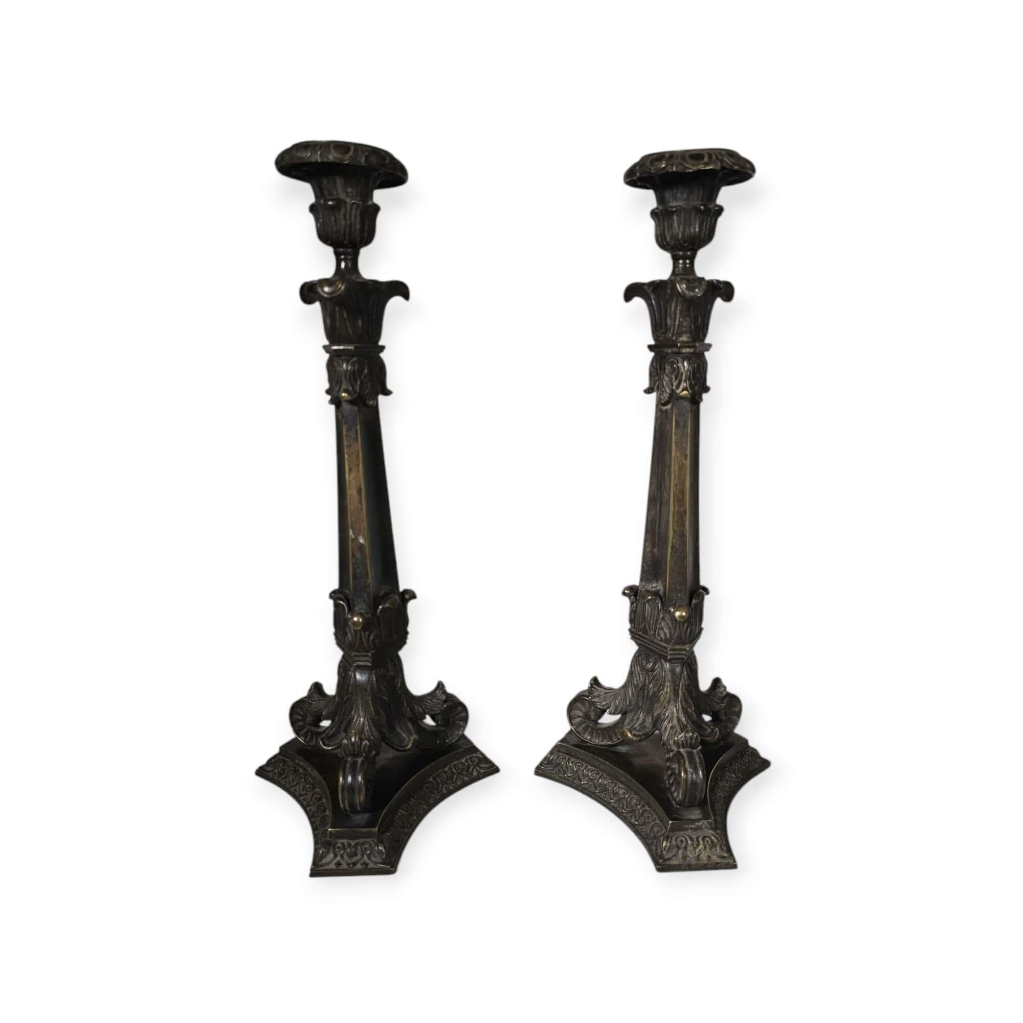 Coppia di candelabri in bronzo francesi del XIX secolo in vendita 2