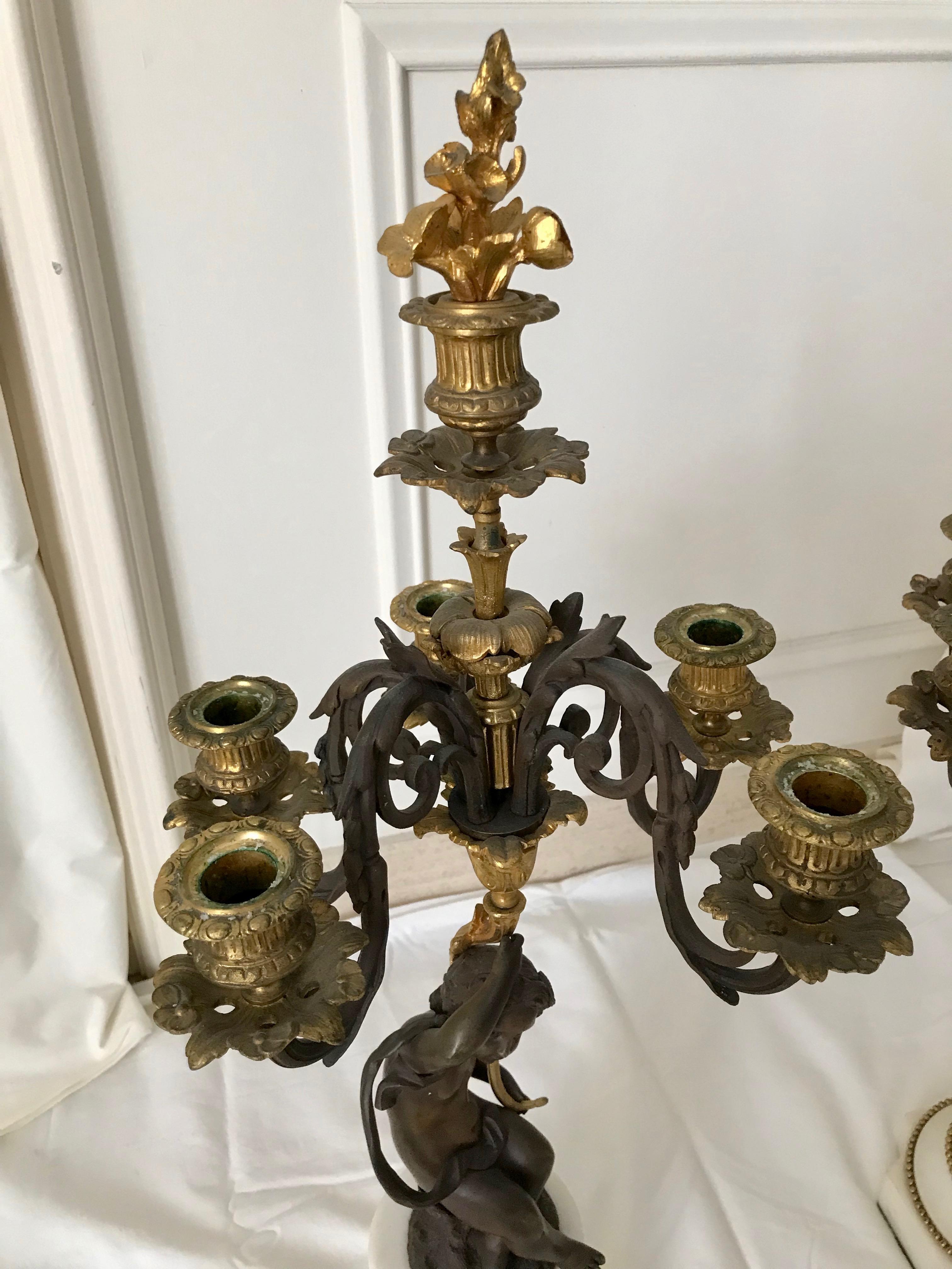 Pair Of 19TH Century French Bronze Candelabra For Sale 5