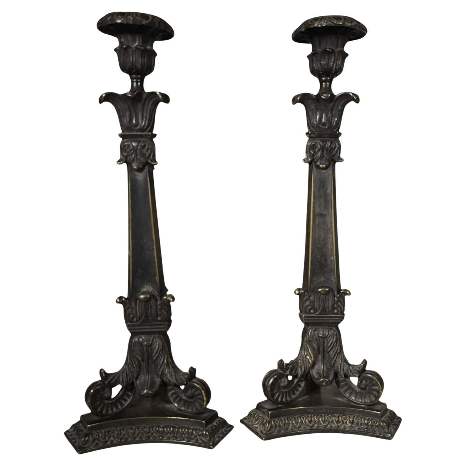 Pair of 19th-Century French Bronze Candelabra
