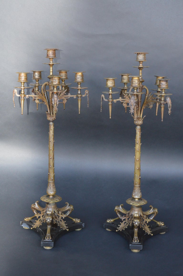 Pair of 19th Century French Bronze Candelabras For Sale at 1stDibs
