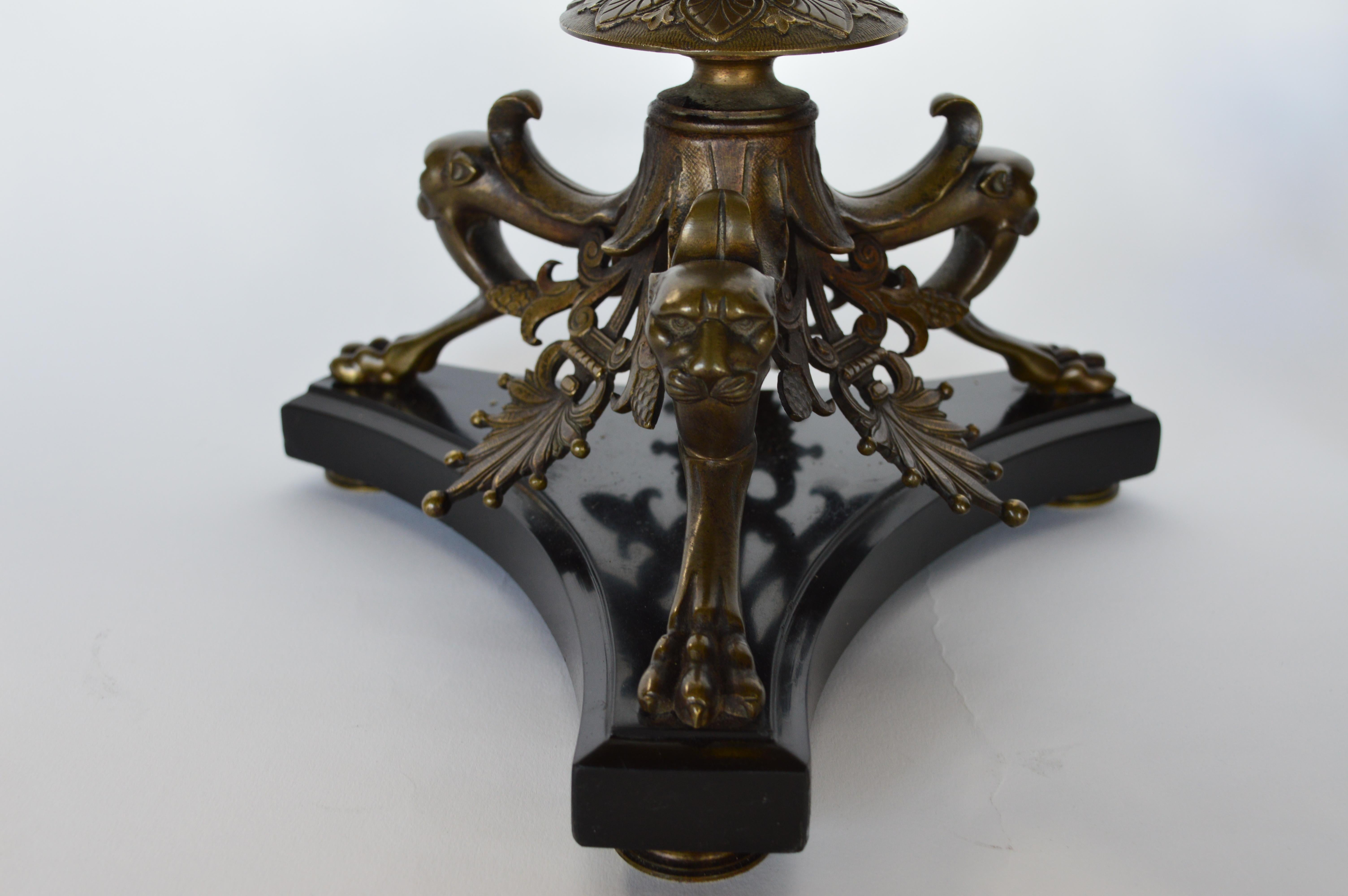 Gothic Pair of 19th Century French Bronze Candelabras  For Sale