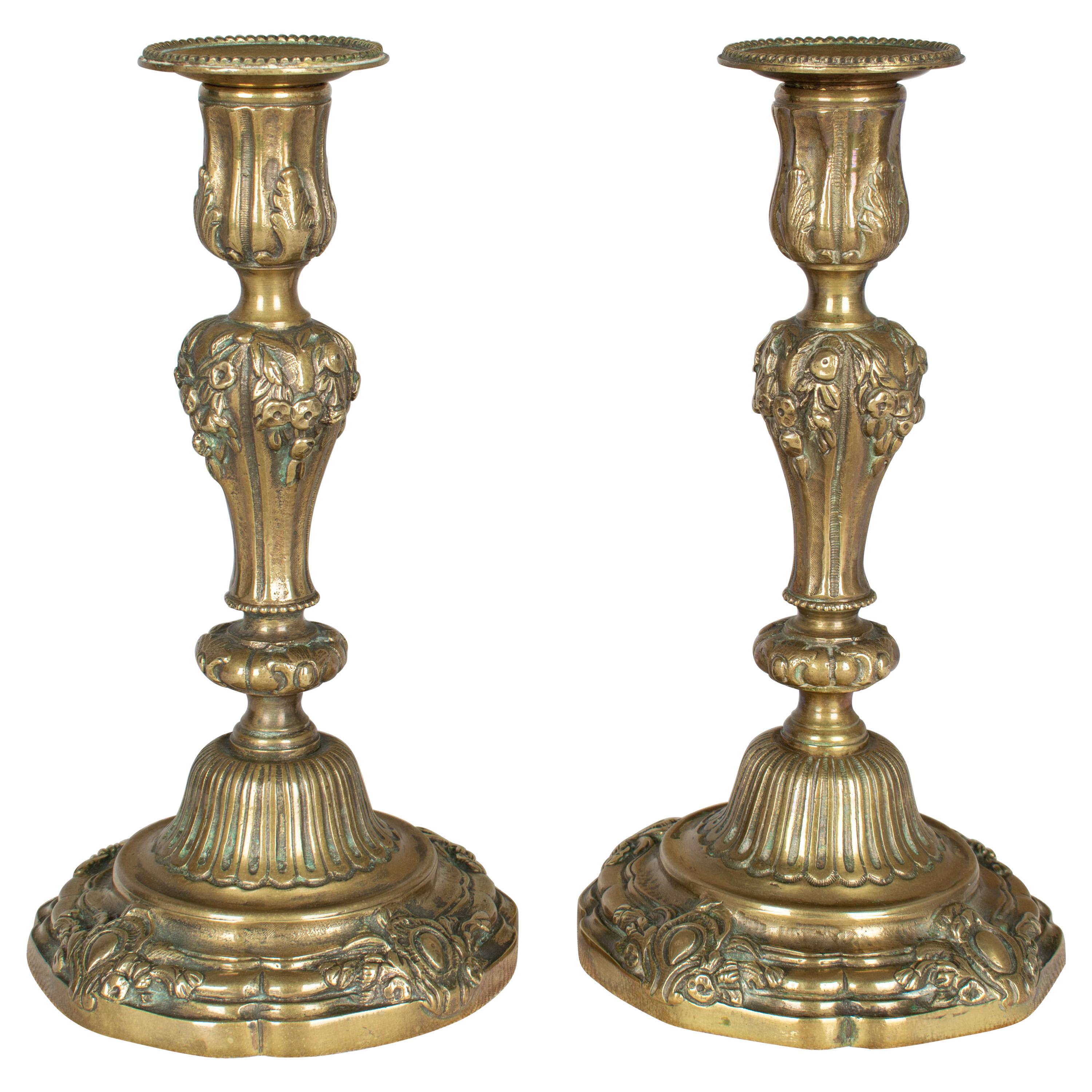 Pair of 19th Century French Bronze Candlesticks