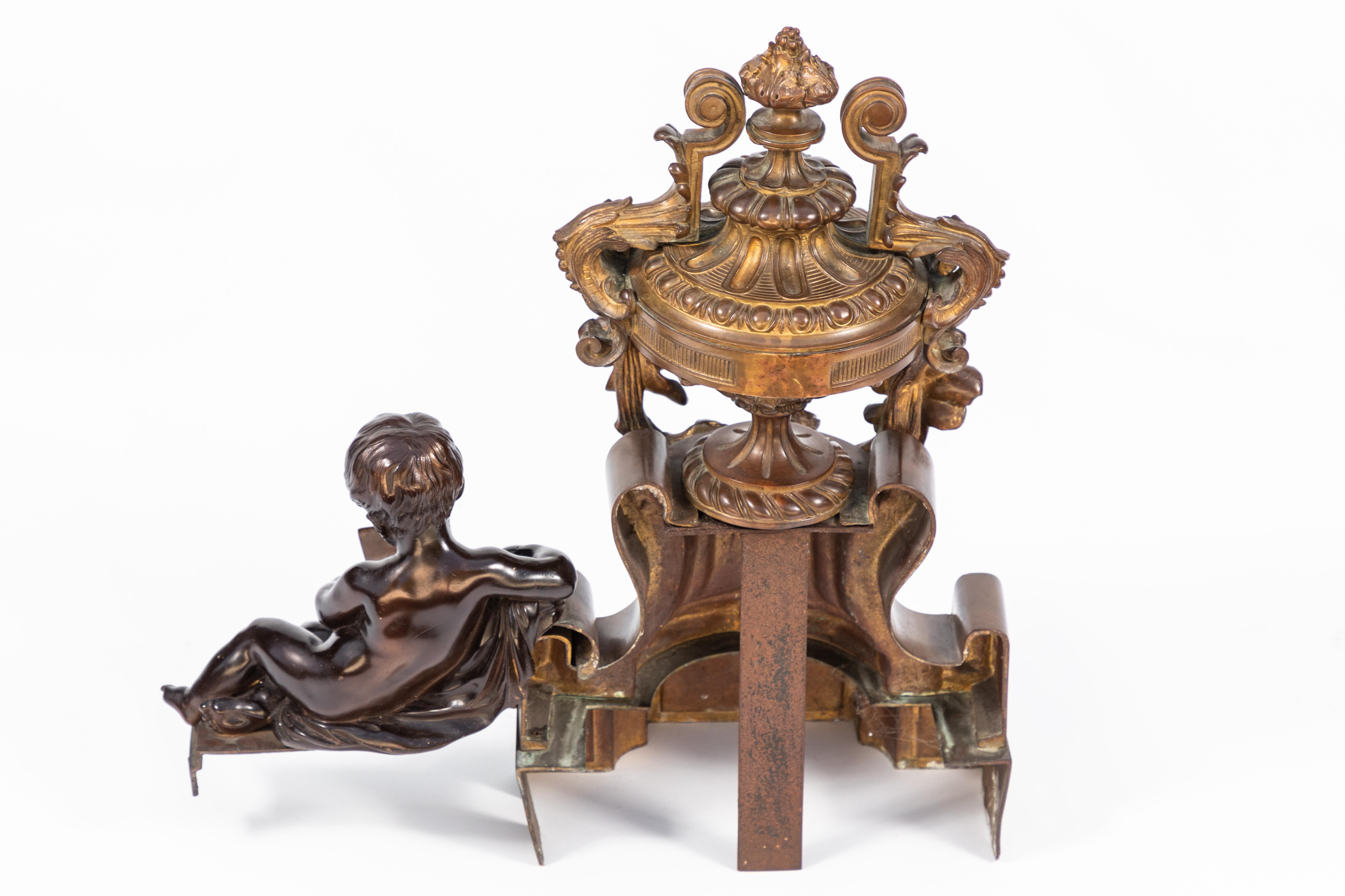 Pair of 19th Century French Bronze Chenets For Sale 7