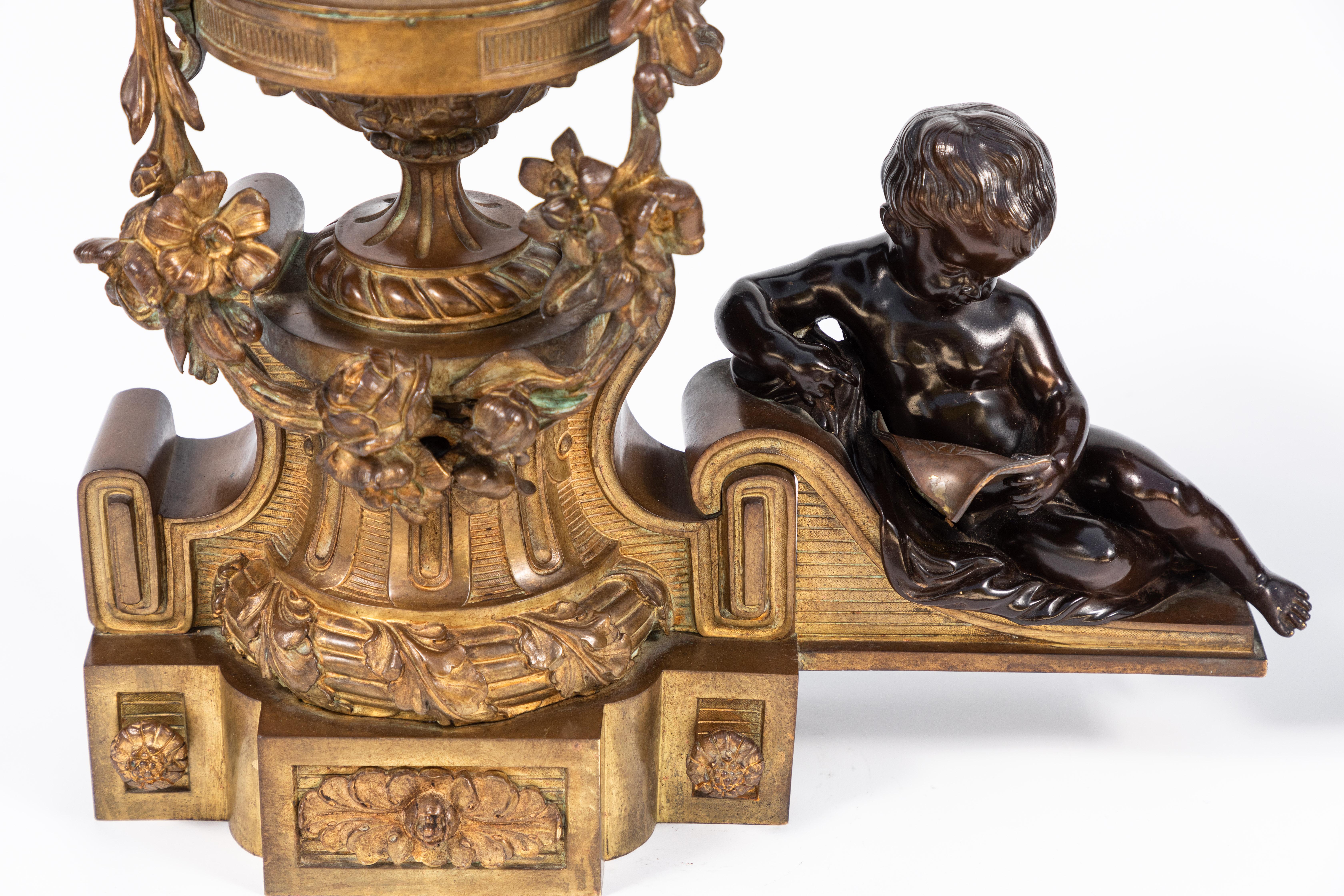 Paire de Chenets en bronze français du 19ème siècle Bon état - En vente à Los Angeles, CA