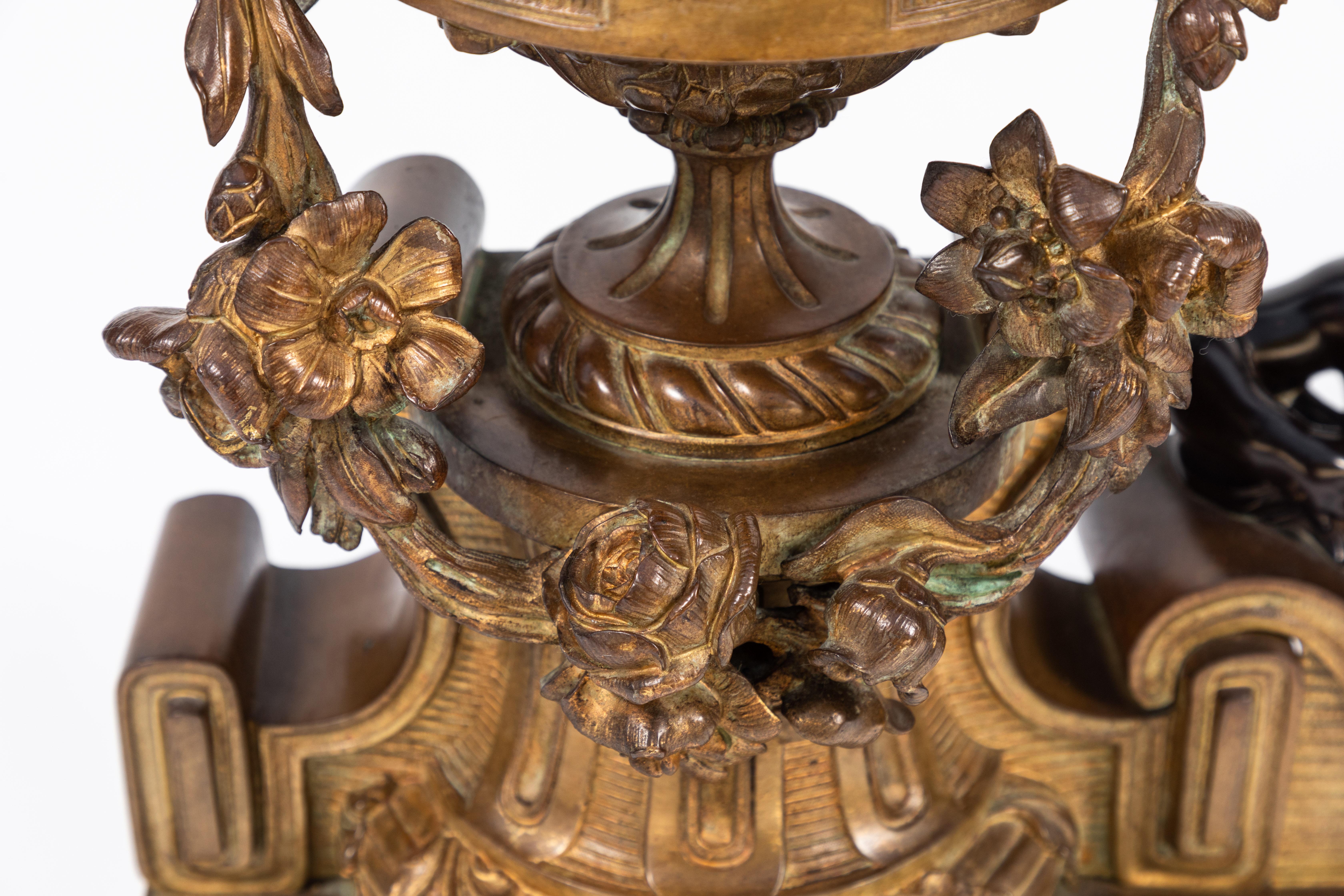 Paire de Chenets en bronze français du 19ème siècle en vente 1