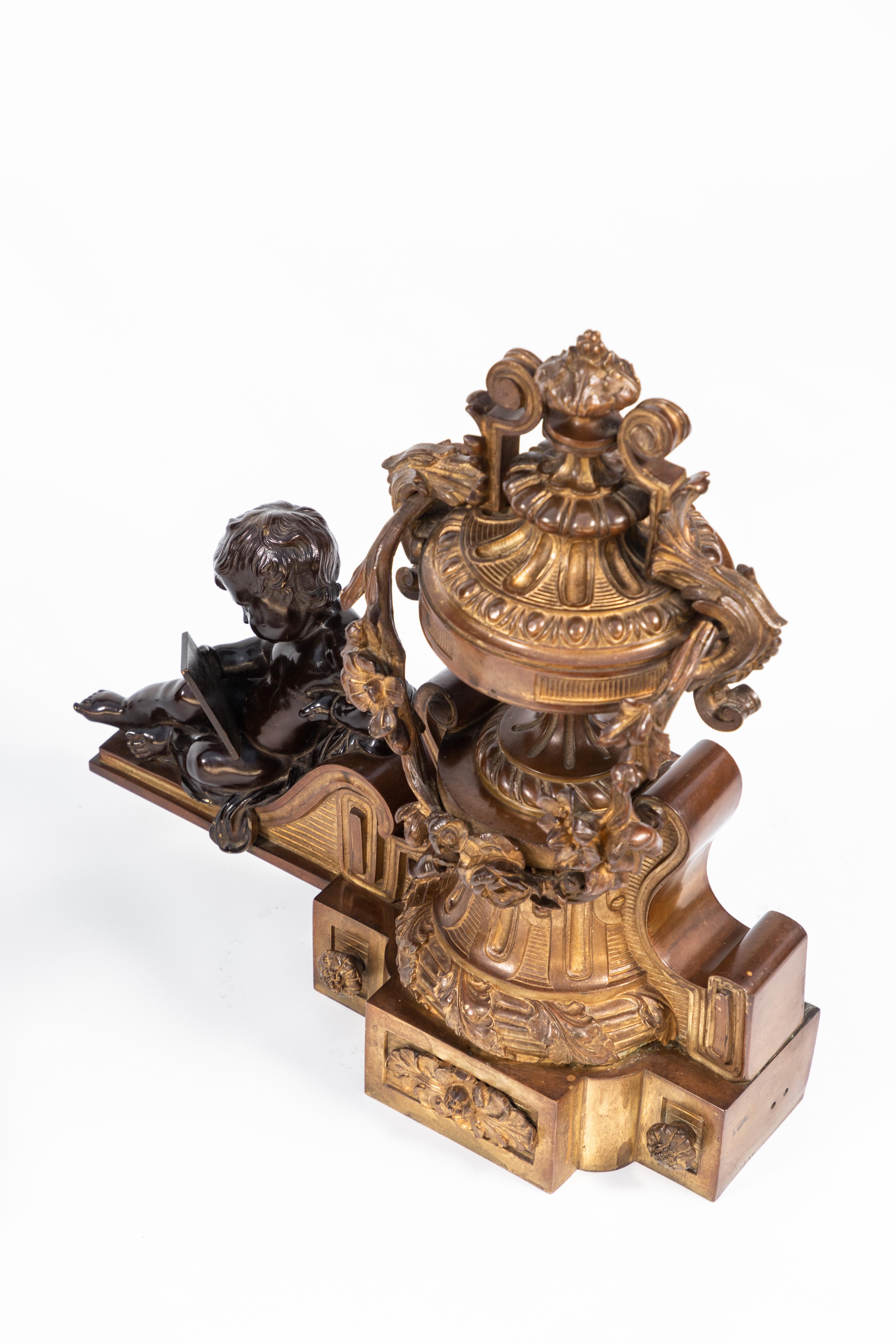 Pair of 19th Century French Bronze Chenets For Sale 6