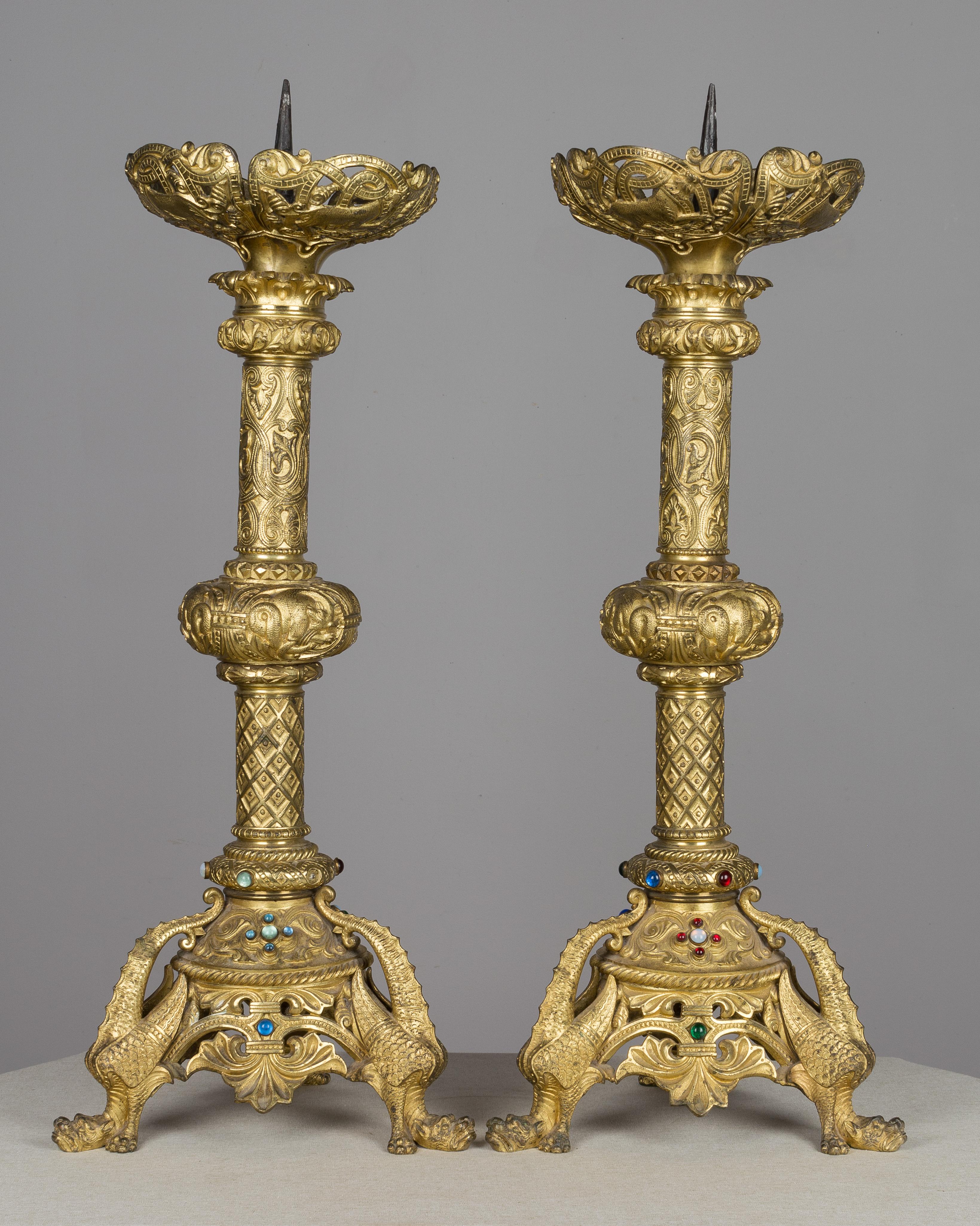 Baroque Pair of 19th Century French Bronze  Candlesticks For Sale