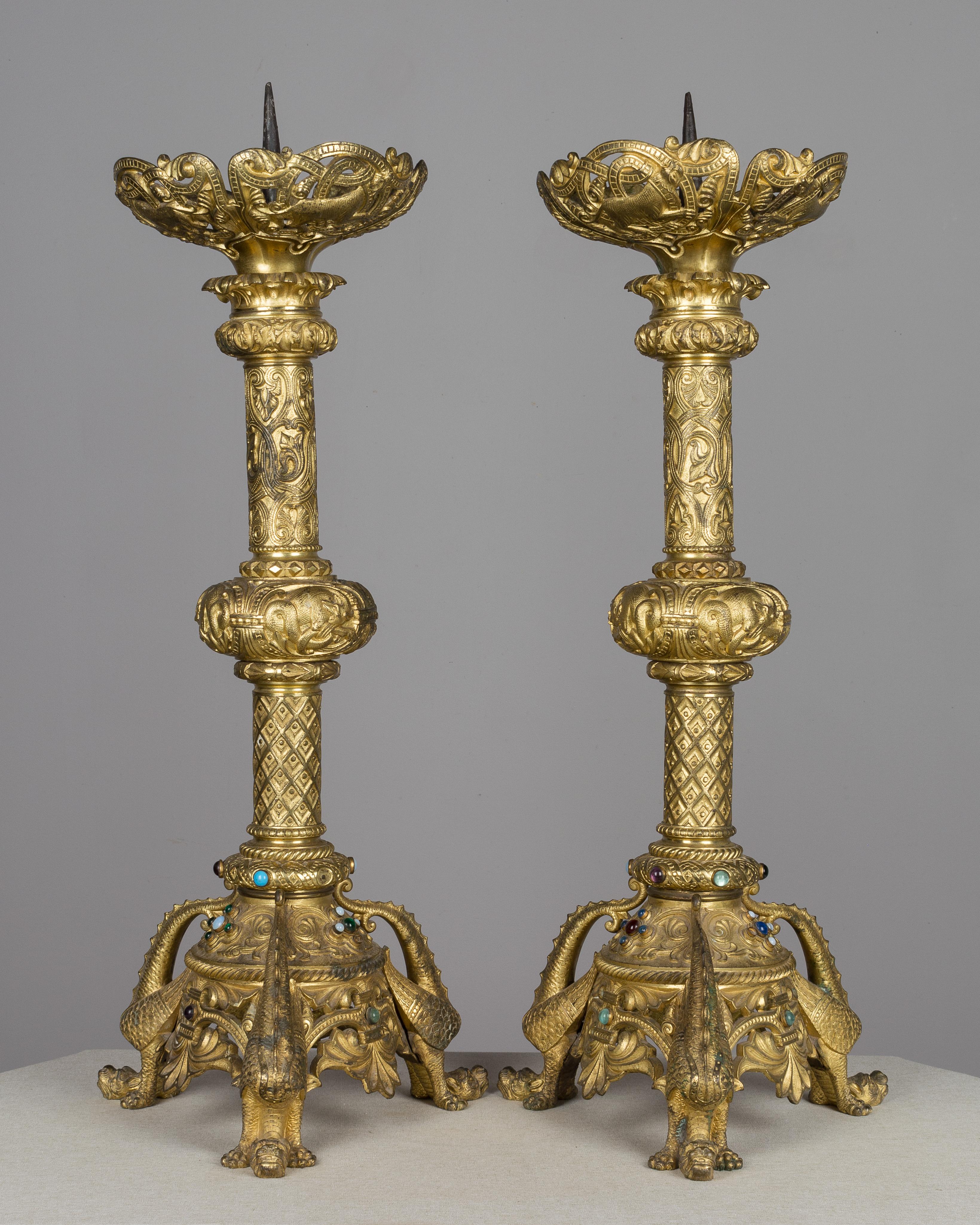 Pair of 19th Century French Bronze  Candlesticks In Good Condition For Sale In Winter Park, FL