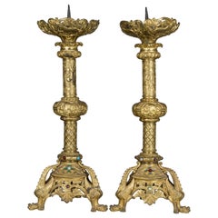 Pareja de bronce francés del siglo XIX  Candelabros