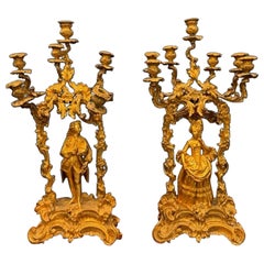 Pair of 19th Century French Bronze Figural Candelabras