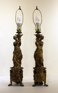 Pair of 19th Century French Bronze Figural Lamps