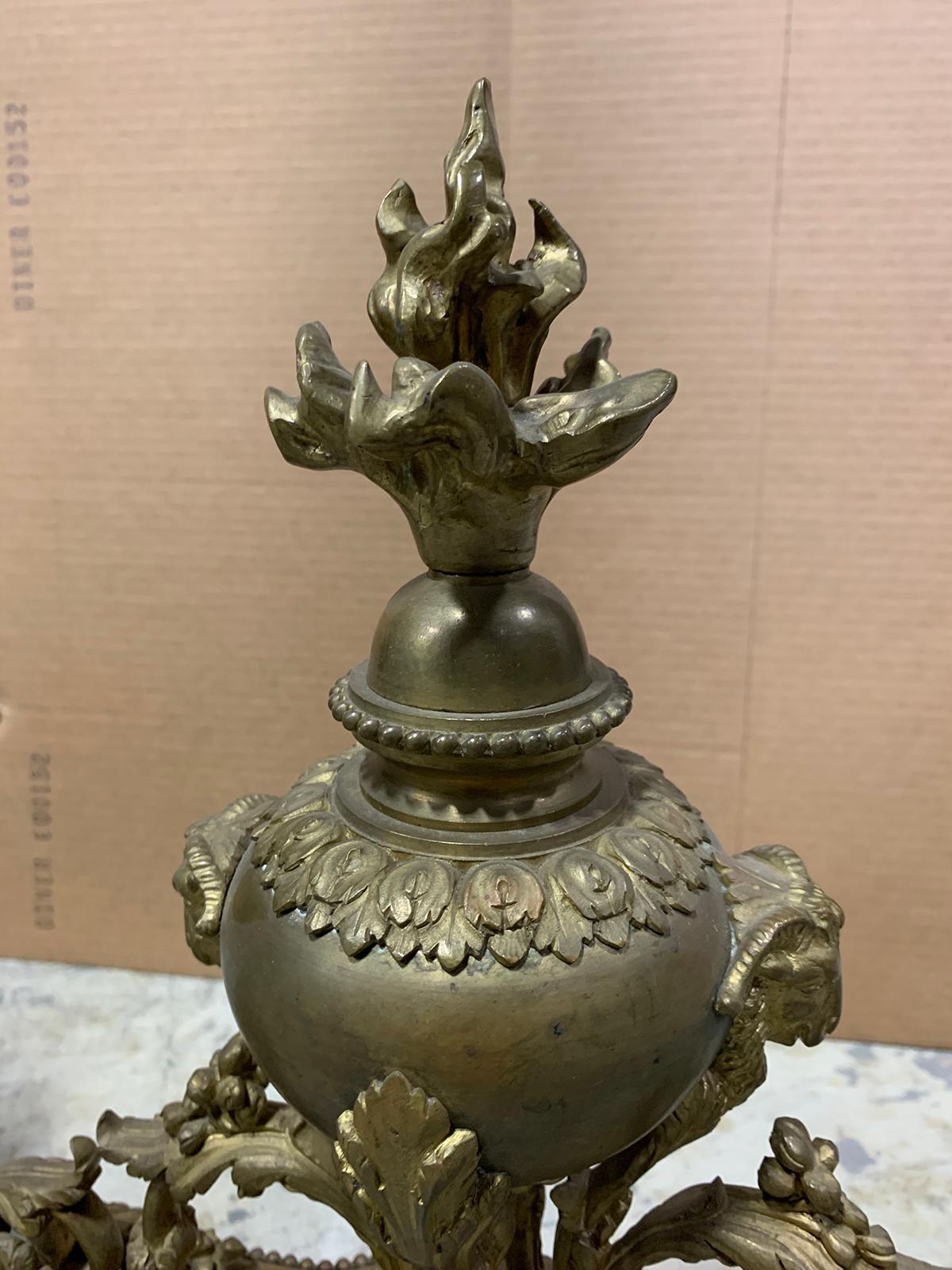 Pair of 19th Century French Bronze Fireplace Chenets For Sale 8