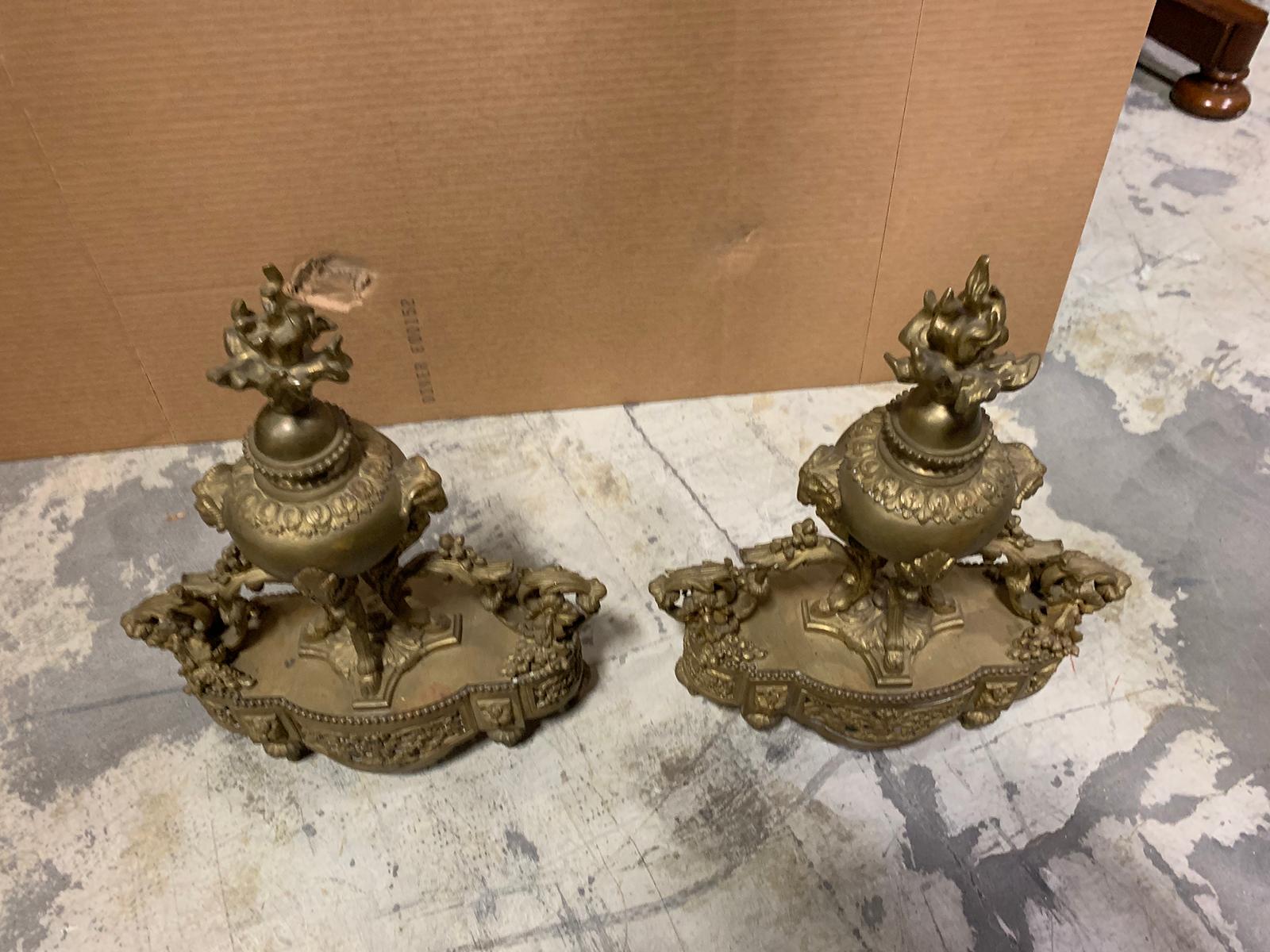Pair of 19th Century French Bronze Fireplace Chenets For Sale 6
