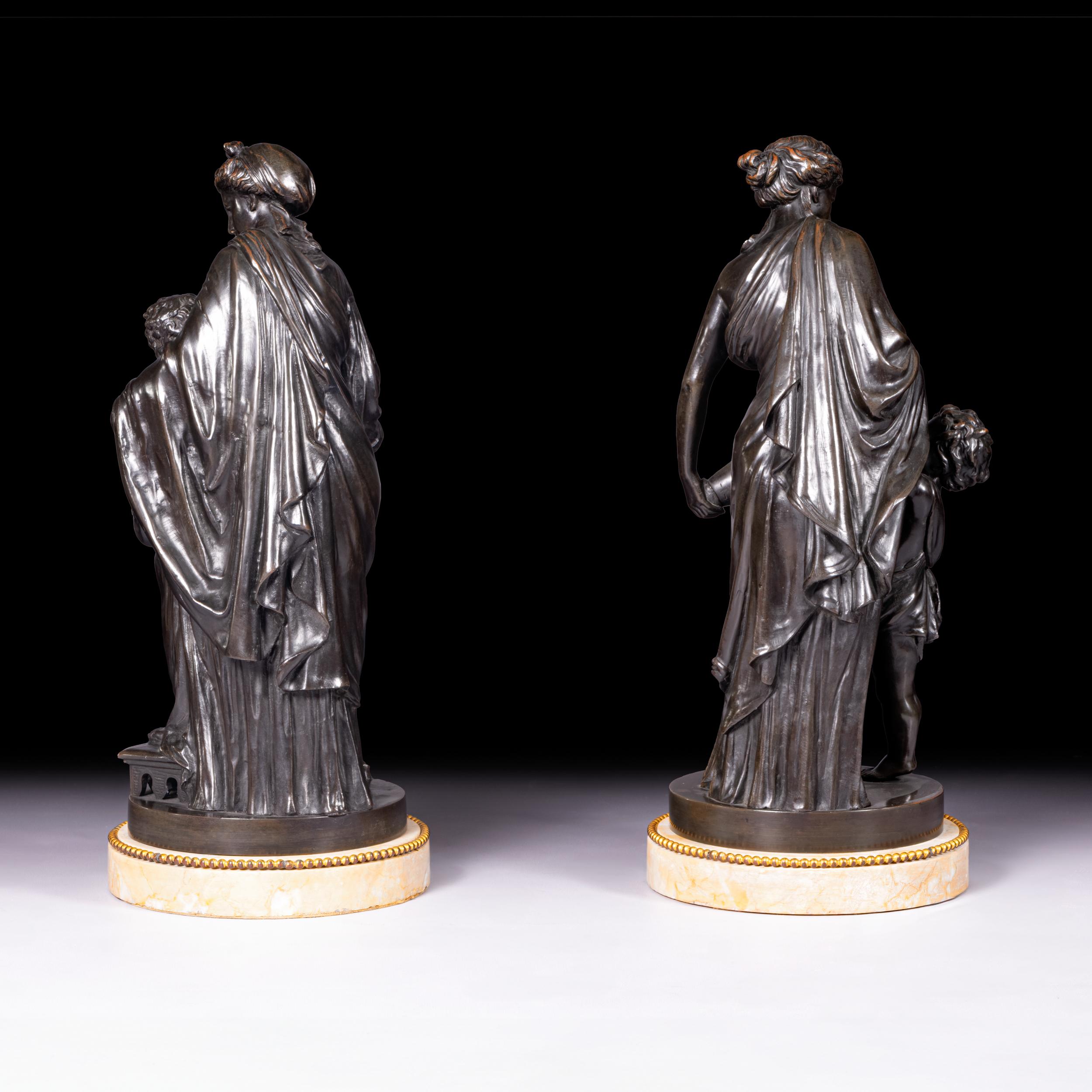 Francese Coppia di figure di gruppo in bronzo francesi del XIX secolo di Louis Sauvageau (1822-1874) in vendita