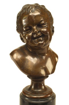 Pair of Victorian Bronze Busts of Crying Babies