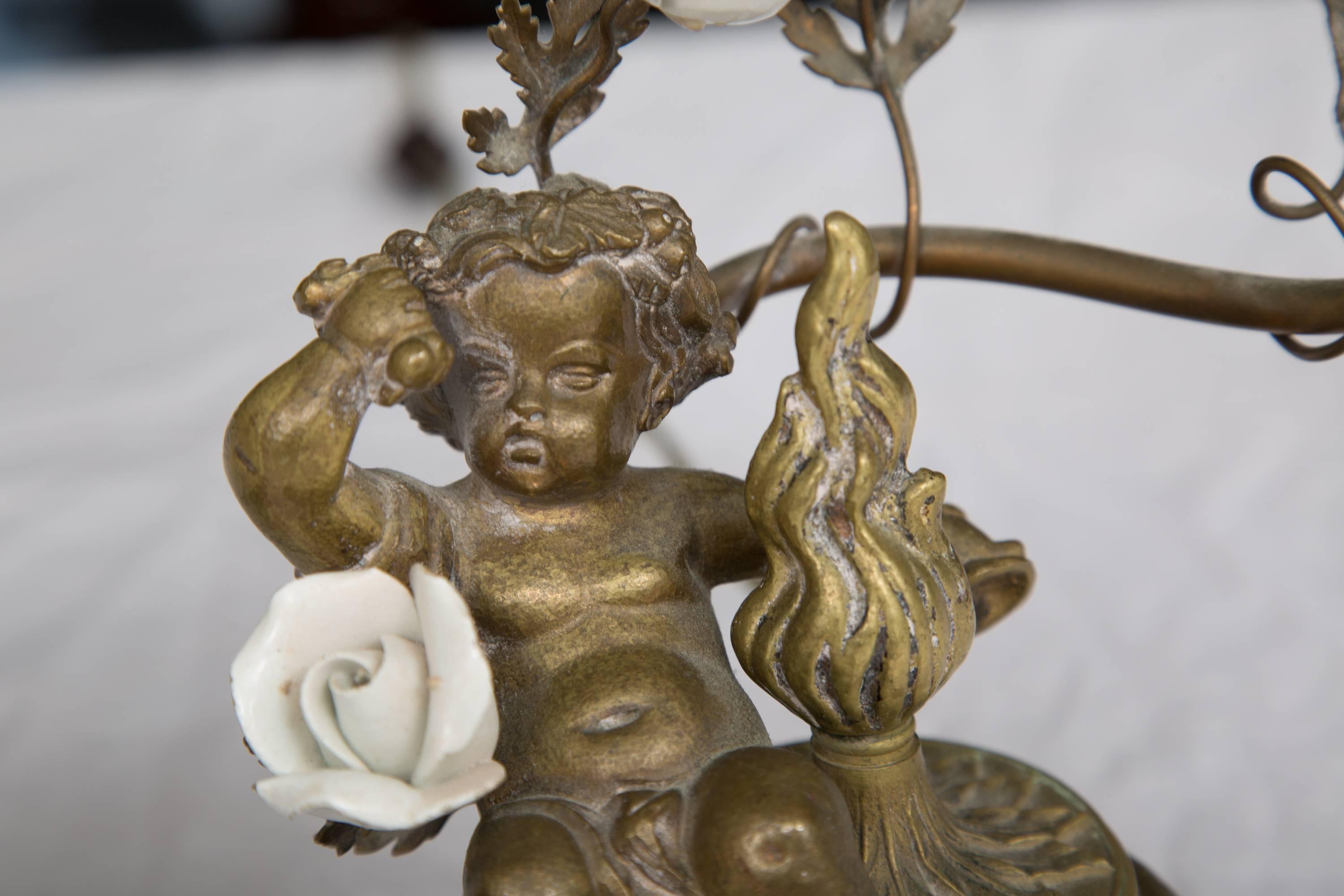 Other Pair of 19th Century French Bronze Lamps with Putti