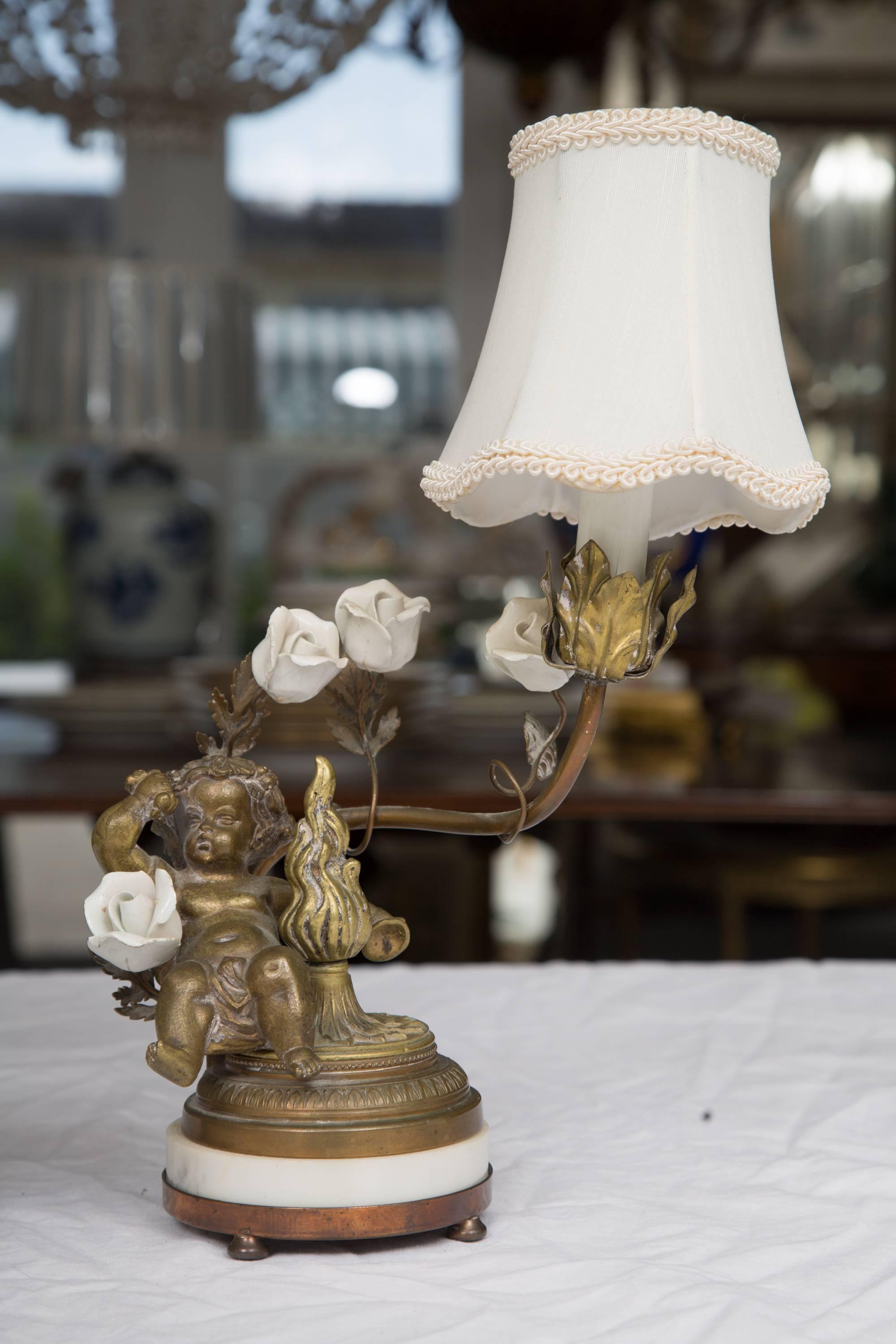 Pair of 19th Century French Bronze Lamps with Putti 2