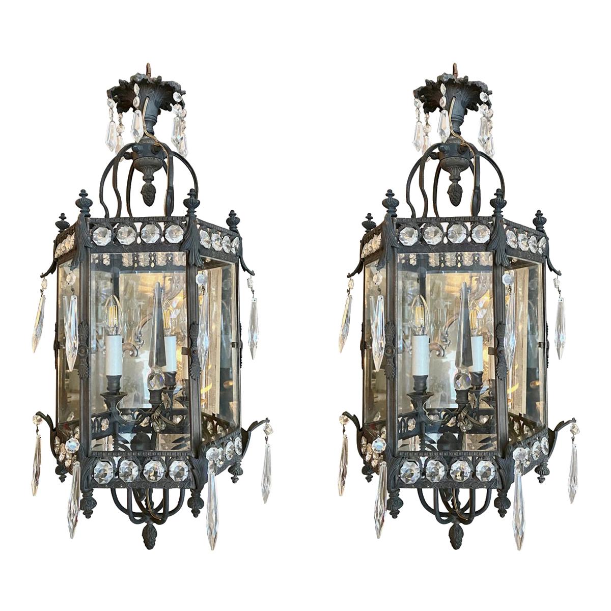 Pair of 19th Century French Bronze Lanterns