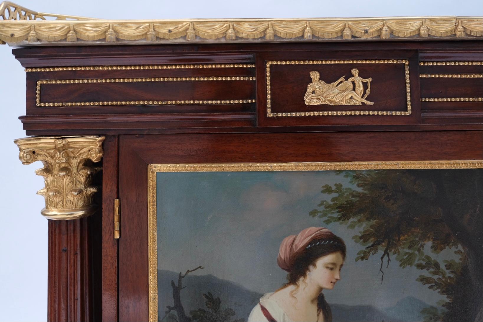 Pair of 19th Century French Bronze-Mounted Corner Cabinets For Sale 2
