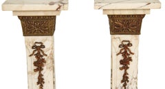 Pair of 19th Century French Bronze Mounted Marble Pedestals