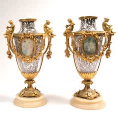 Pair of 19th Century French Bronze Mounted Urns