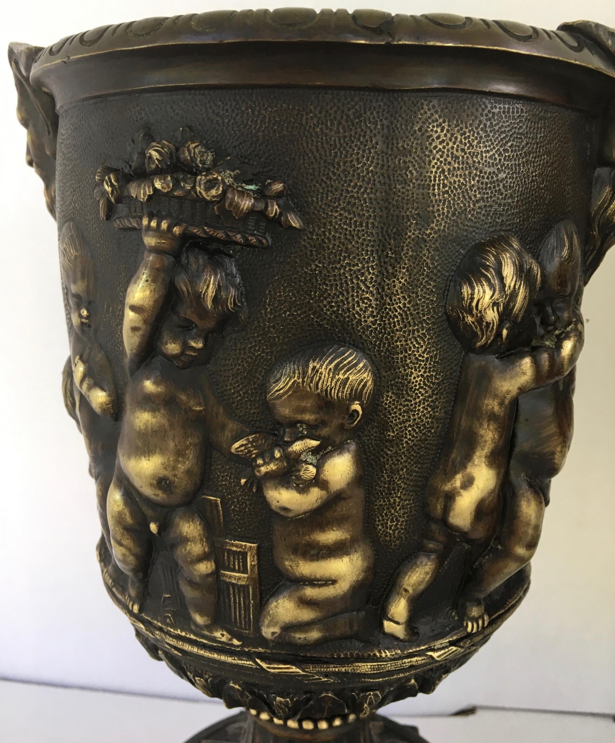 Pair of 19th Century French Bronze Urns after Clodion In Good Condition In Vero Beach, FL