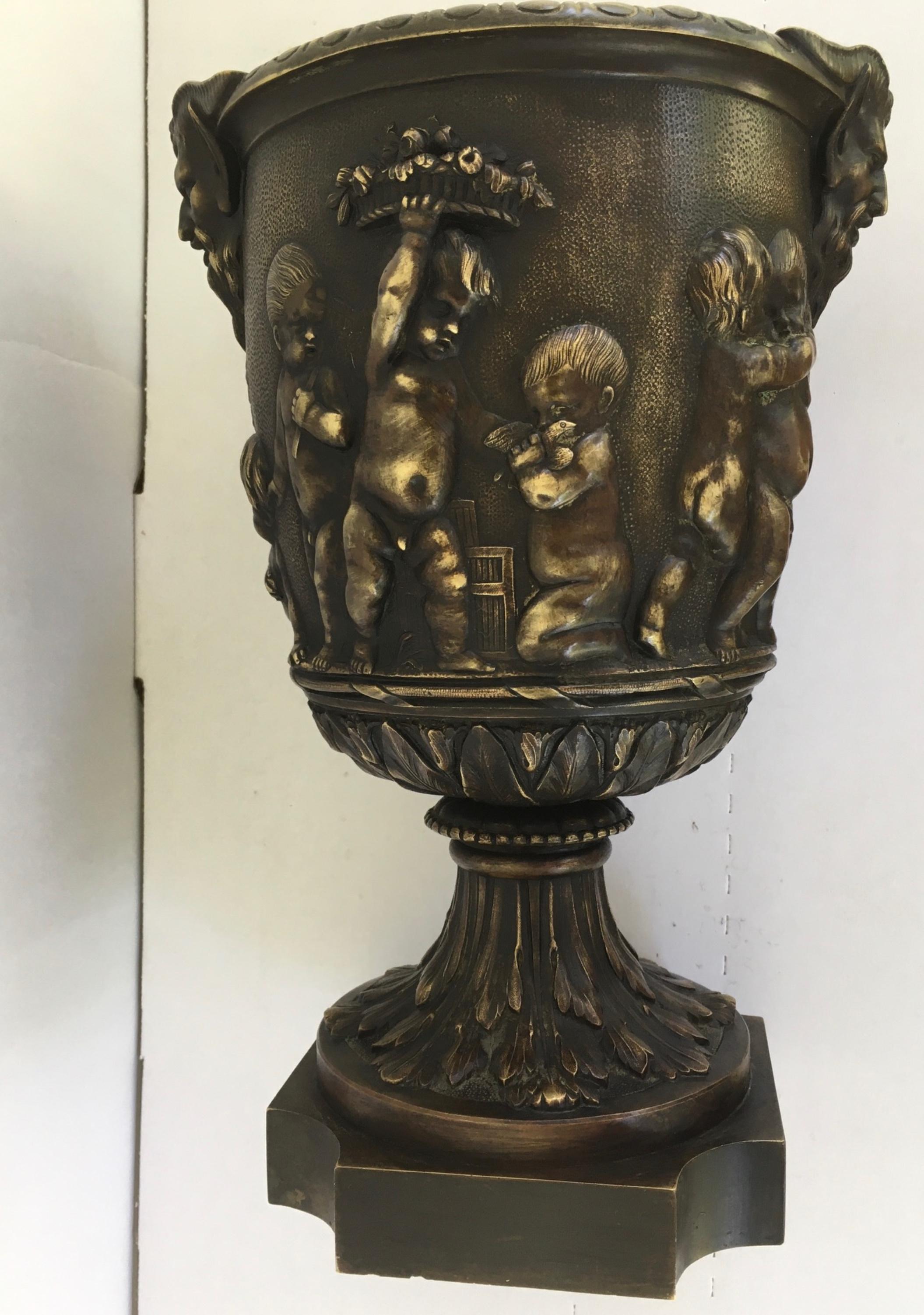 Pair of 19th Century French Bronze Urns after Clodion 2