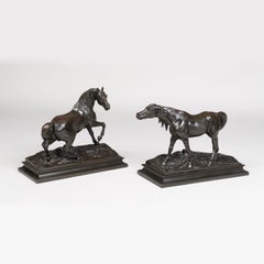Pair of 19th Century French Bronzed Horse Electrotypes by Pierre-Jules Mêne