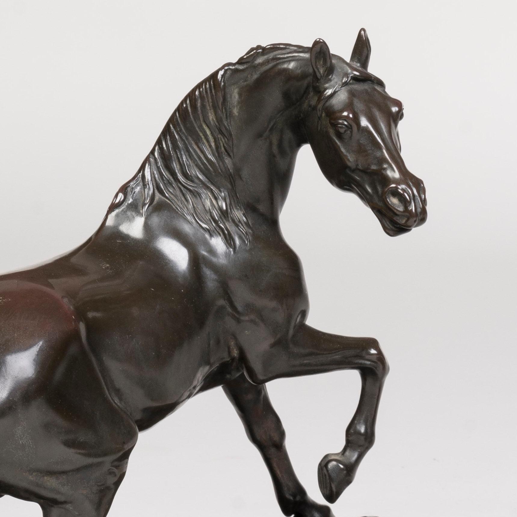 Bronzato Coppia di elettrotipi di cavalli bronzati francesi del XIX secolo di Pierre Jules Mêne in vendita