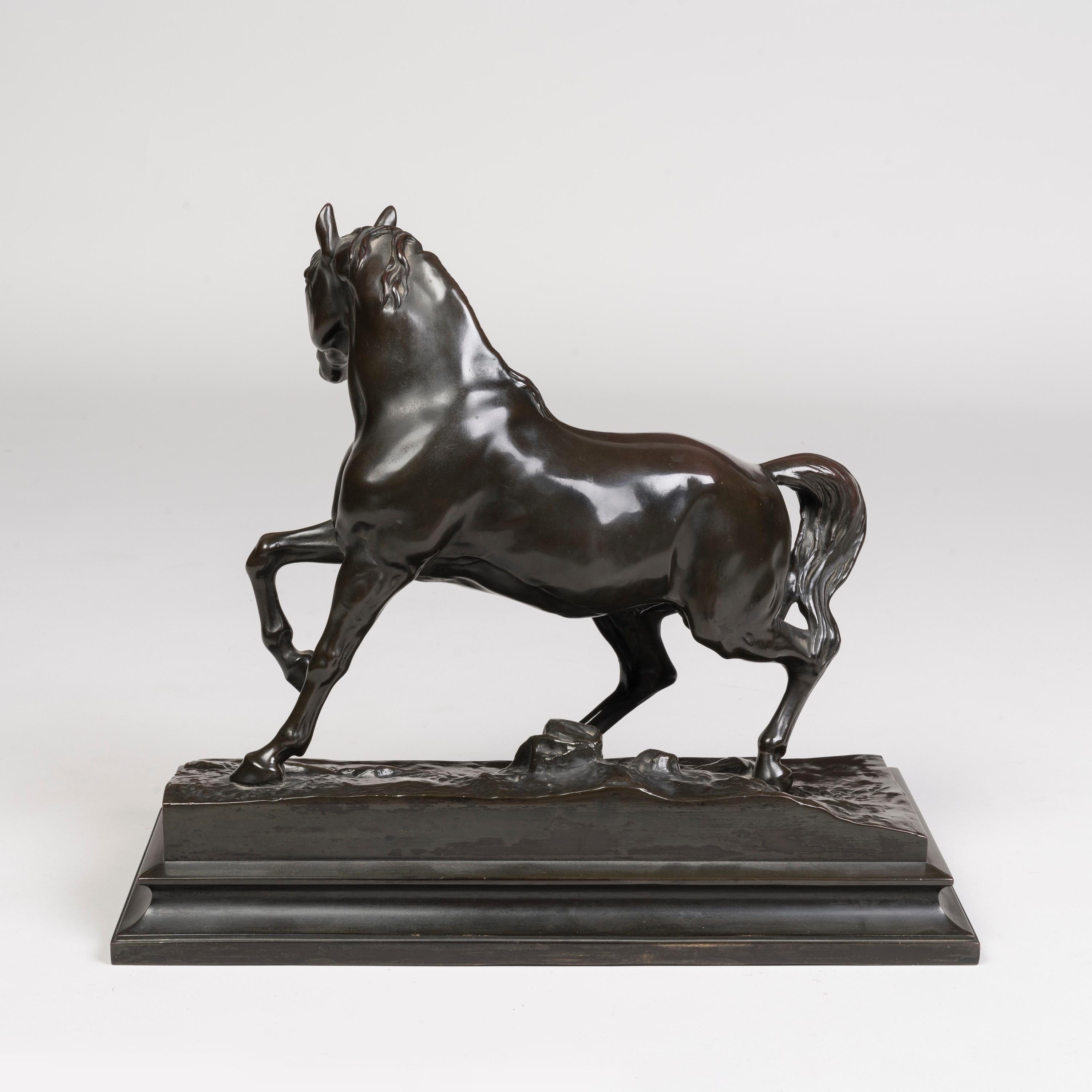 Metallo Coppia di elettrotipi di cavalli bronzati francesi del XIX secolo di Pierre Jules Mêne in vendita