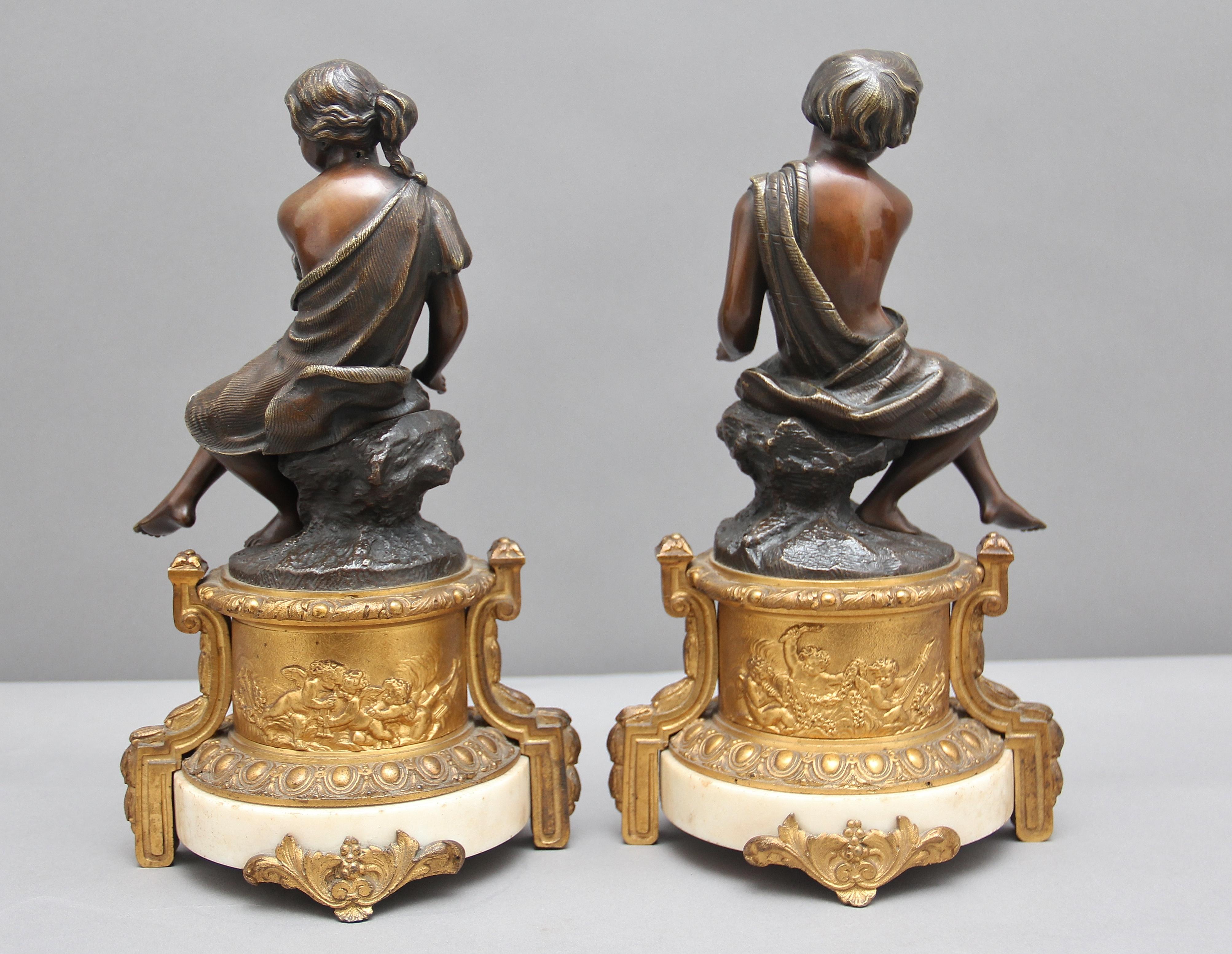 Paar französische Bronzen des 19. Jahrhunderts (Französisch) im Angebot