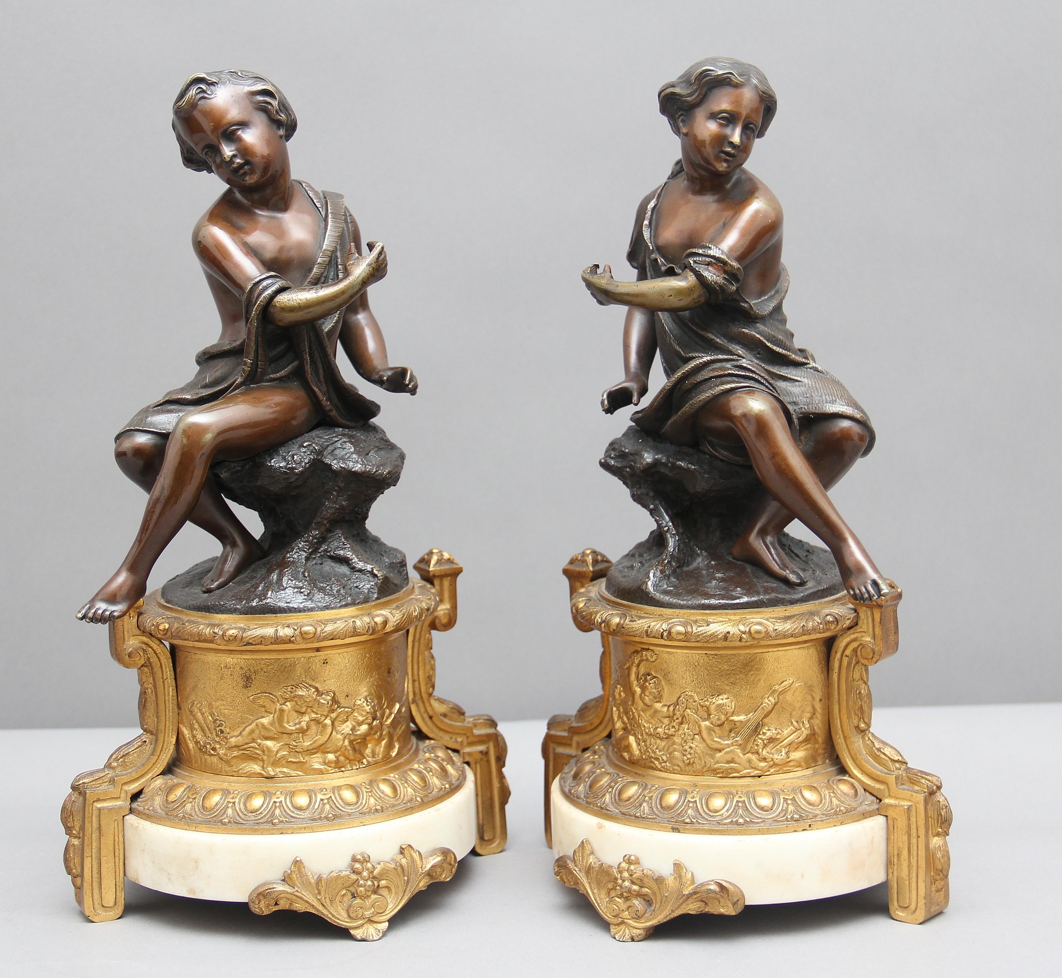 Paar französische Bronzen des 19. Jahrhunderts im Angebot 1