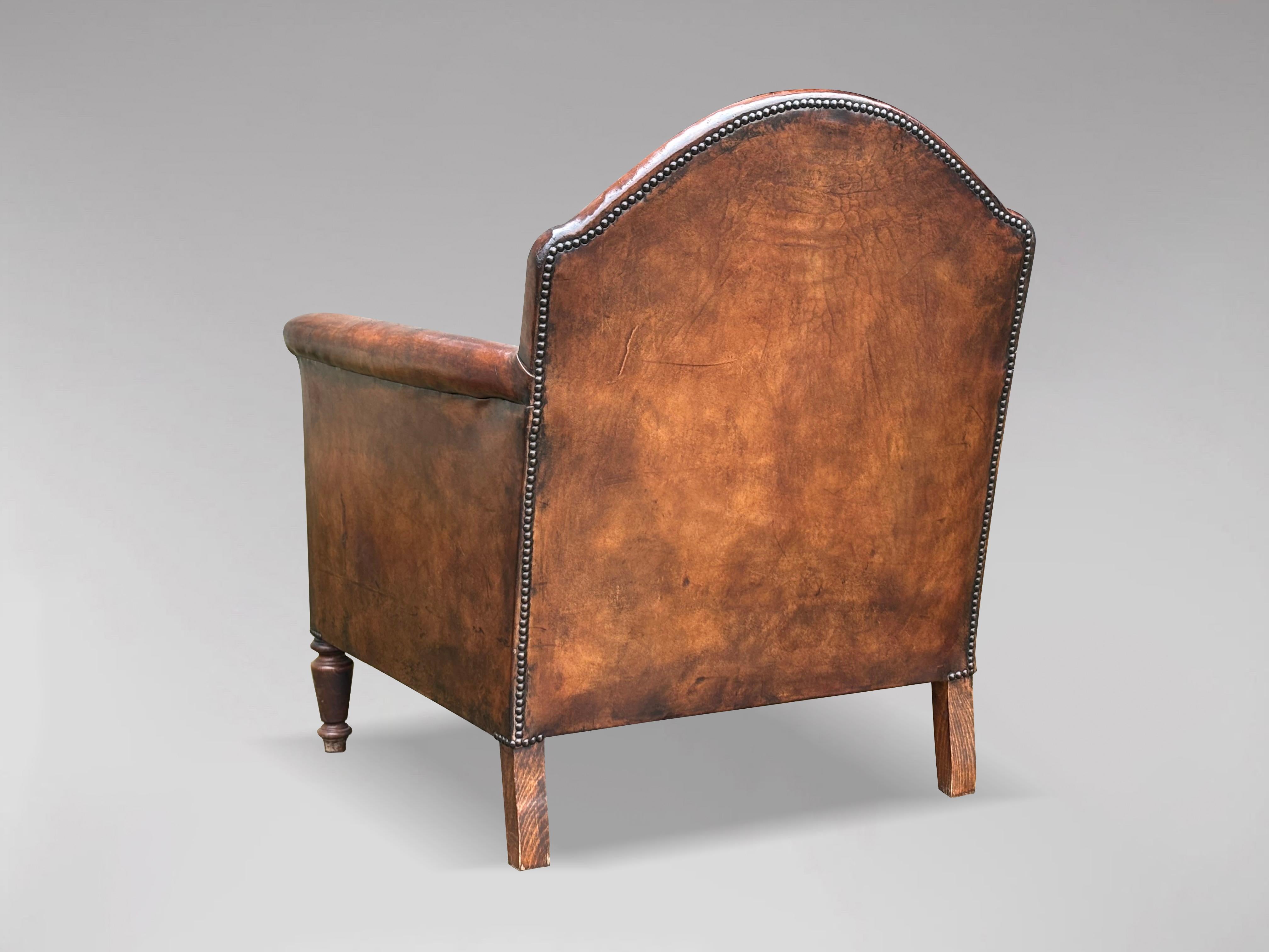 Pair of 19th Century French Brown Leather Club Armchairs 3