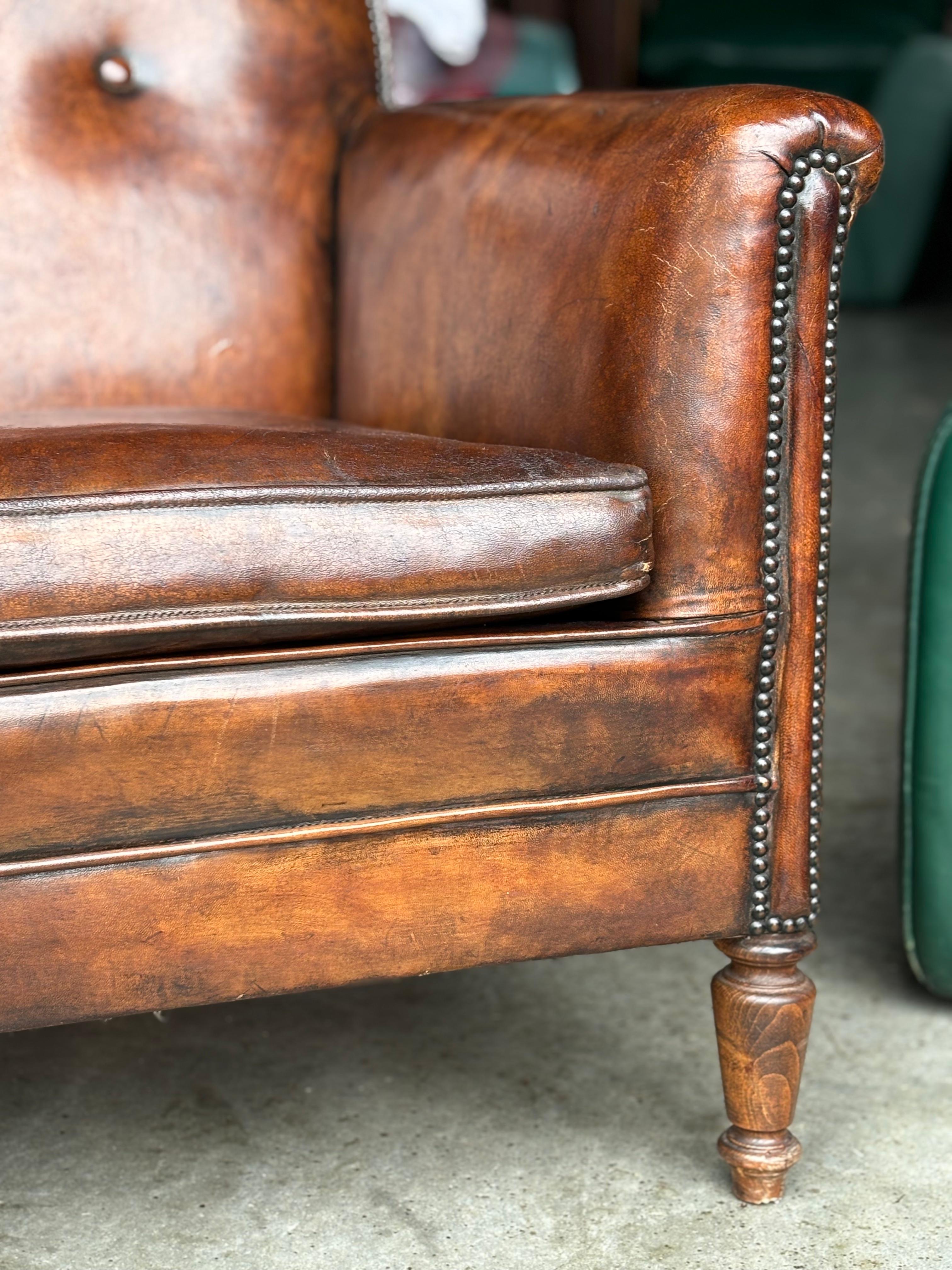 Pair of 19th Century French Brown Leather Club Armchairs 5