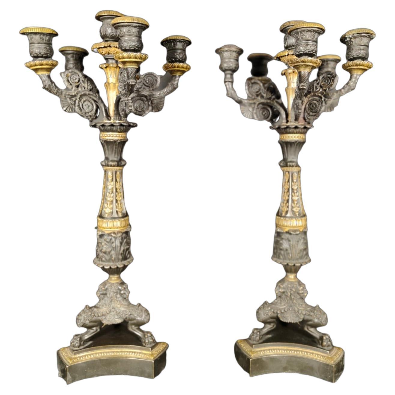 Paar französische Kerzenständer aus dem 19. Jahrhundert