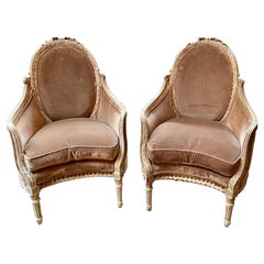 Pair of 19th Century French Carved and Bleached Mahogany Arm Chairs