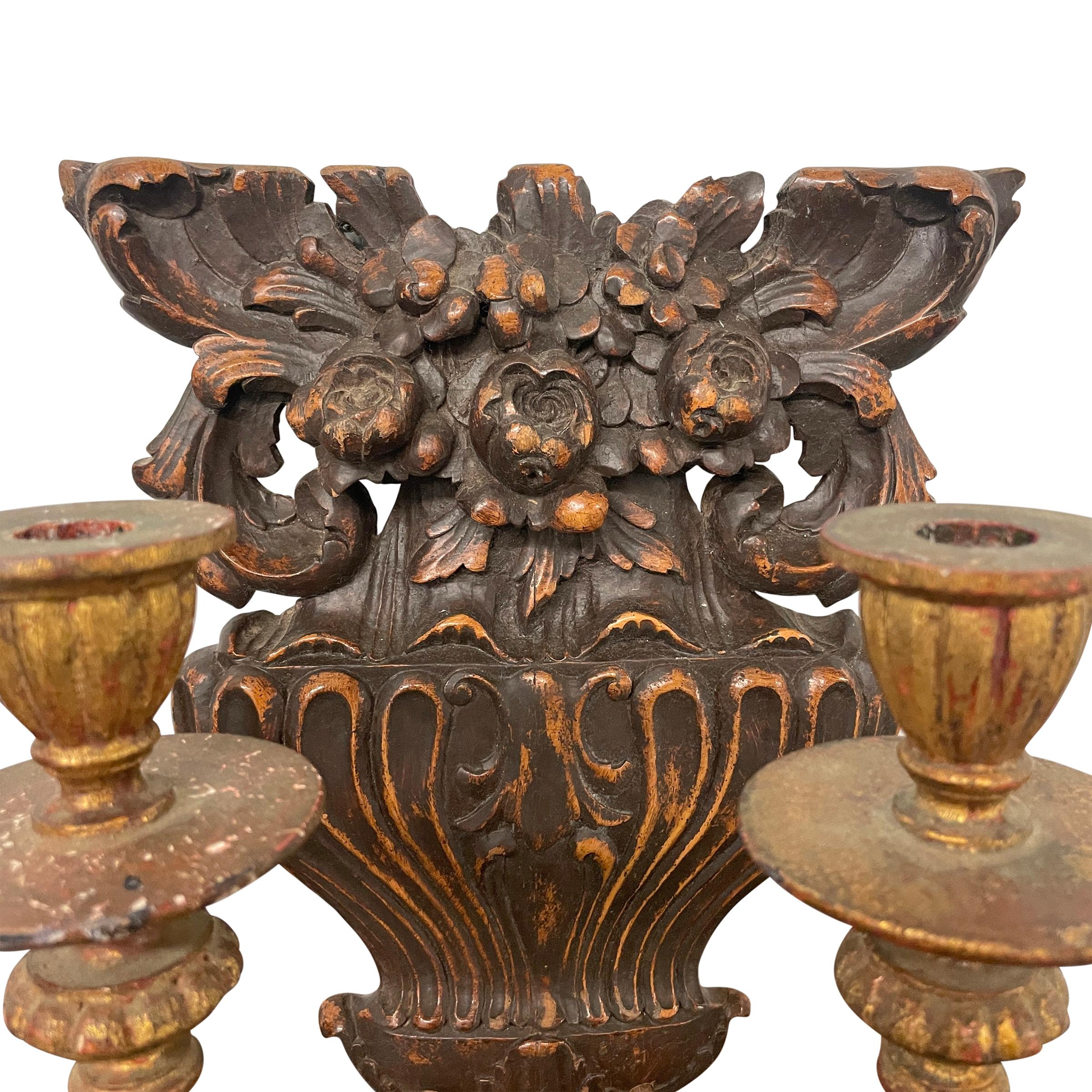 Pair of 19th Century French Carved and Gilt Wood Candle Sconces In Good Condition For Sale In Chicago, IL