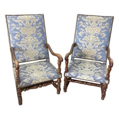 Pair of 19th Century French Carved and Turned Wishbone Armchairs