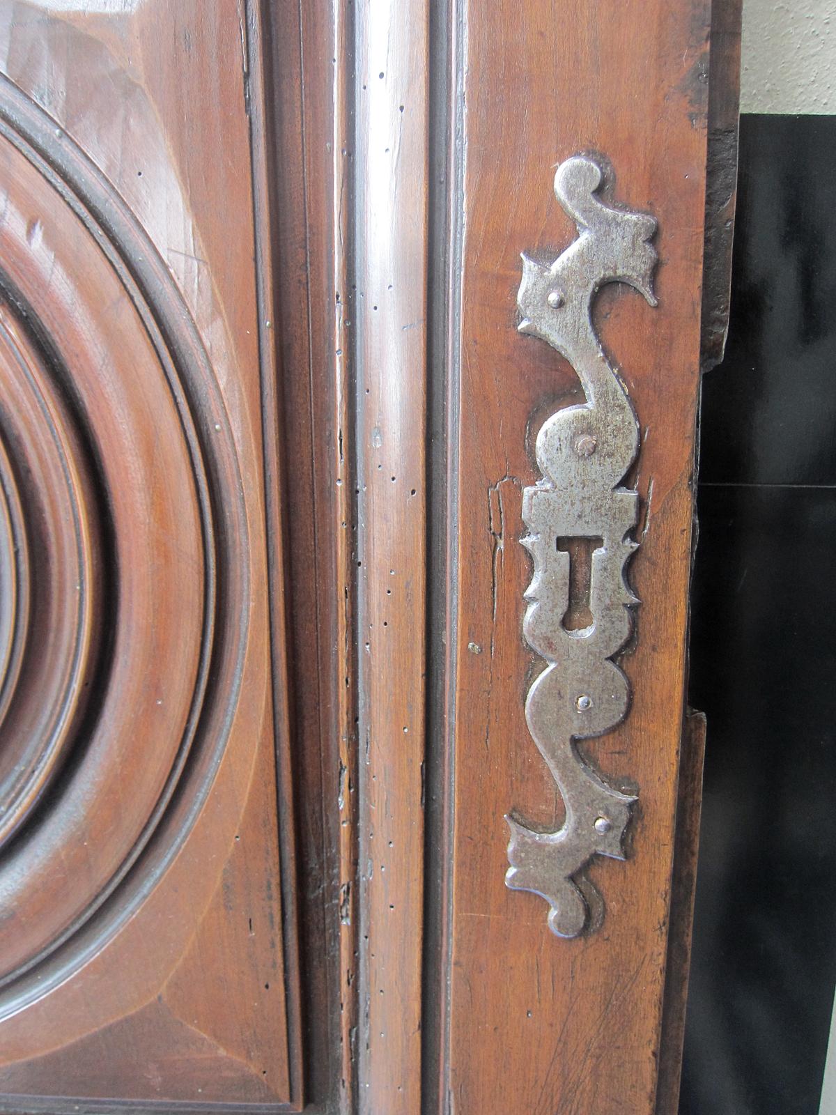 Wood Pair of 19th Century French Carved Armoire Doors with Star