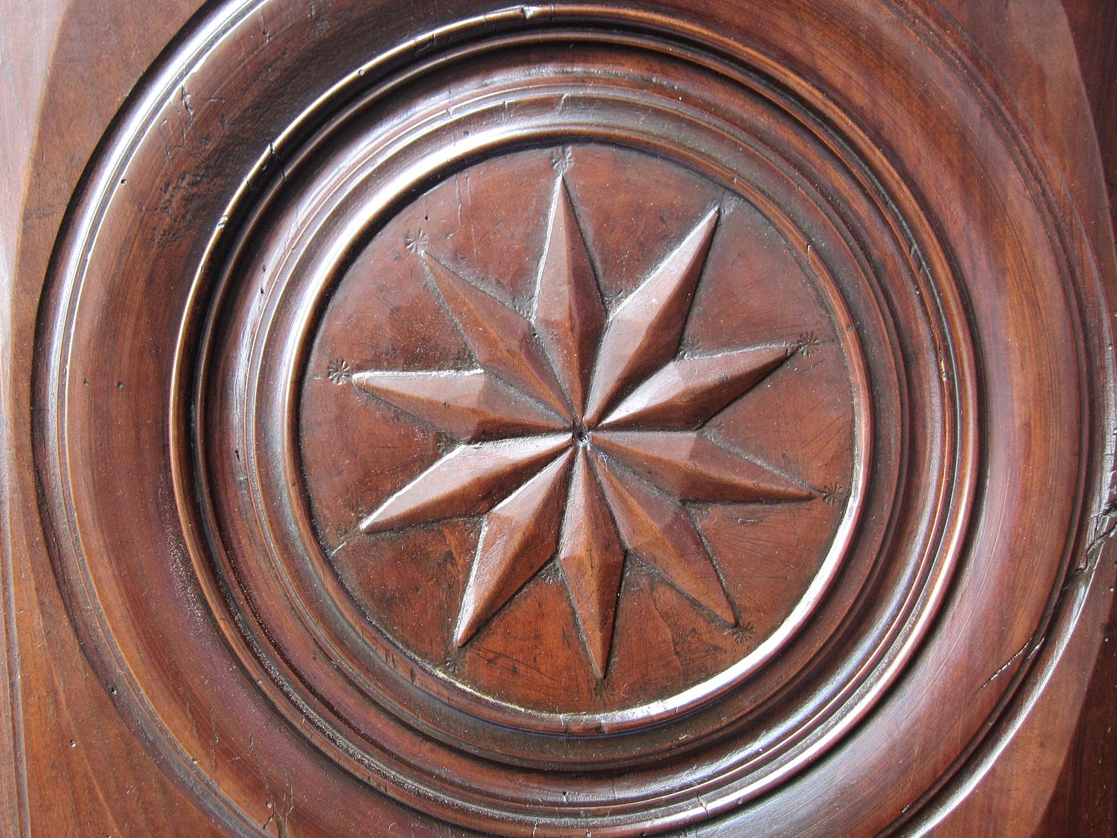 Pair of 19th Century French Carved Armoire Doors with Star 1