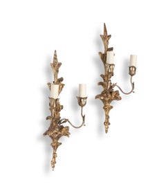 Pair of 19th Century French Carved Gilded Wall Candelabra